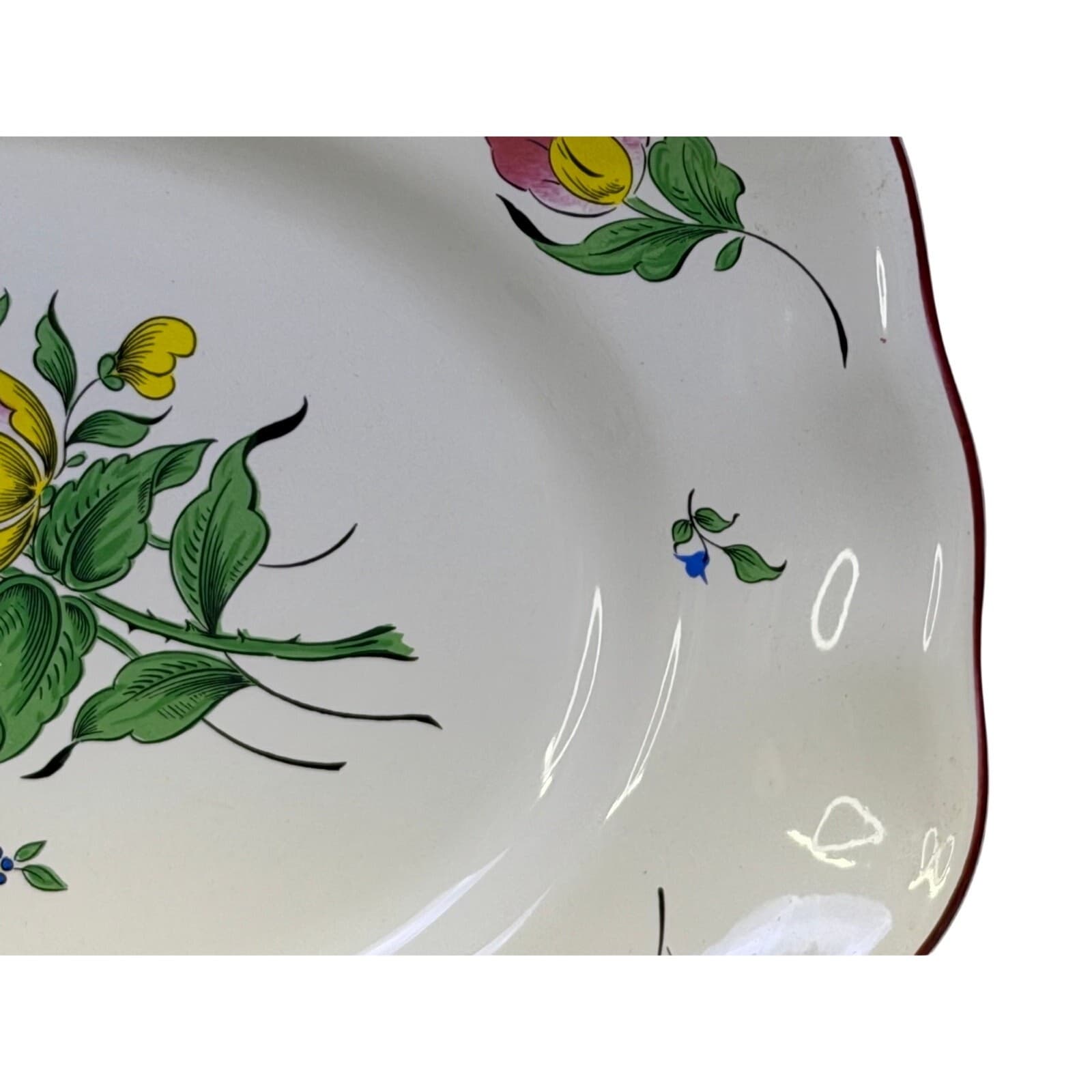 Antique K&G Luneville France Old Strasbourg Oval Serving Platter Floral Faience - Thumbnail 5