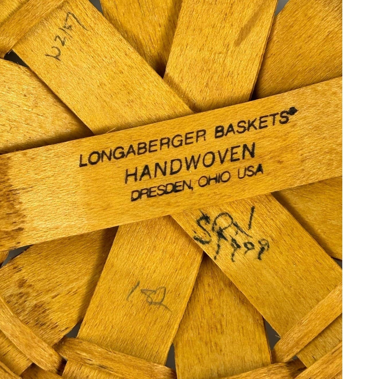 Longaberger 1999 Tree Trimming Peppermint Basket Green Trim w/ Protector USA - Thumbnail 8