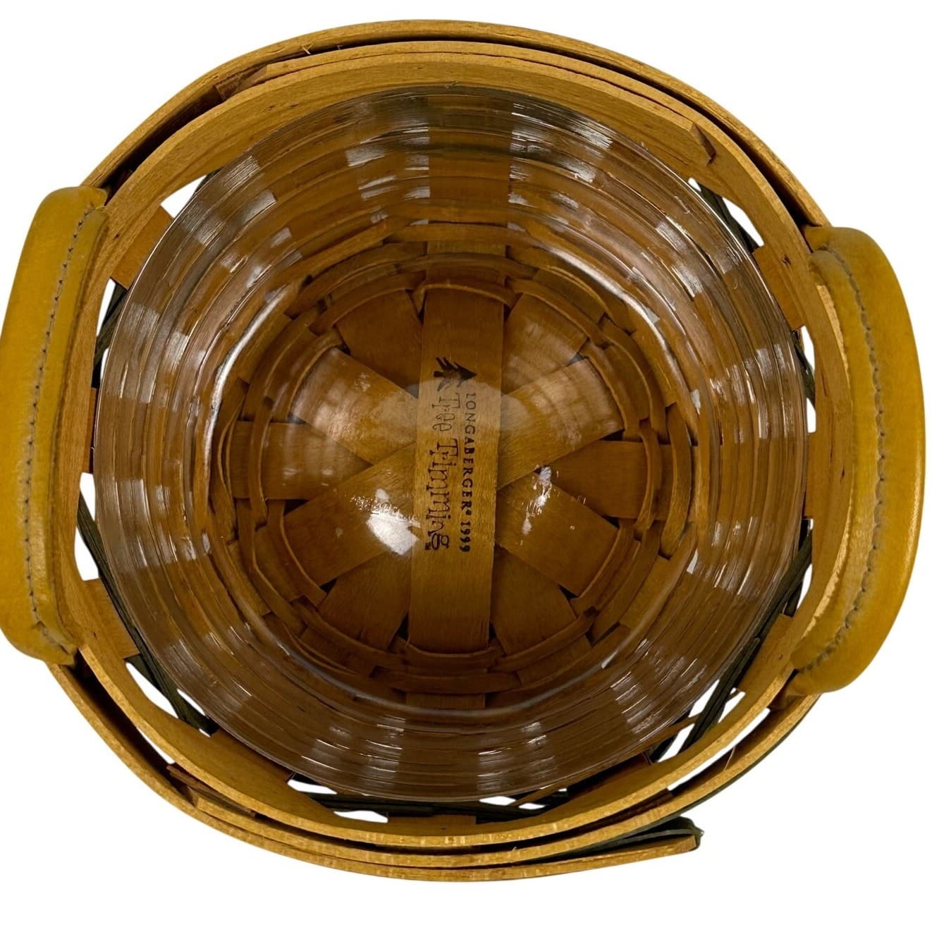 Longaberger 1999 Tree Trimming Peppermint Basket Green Trim w/ Protector USA - Thumbnail 5