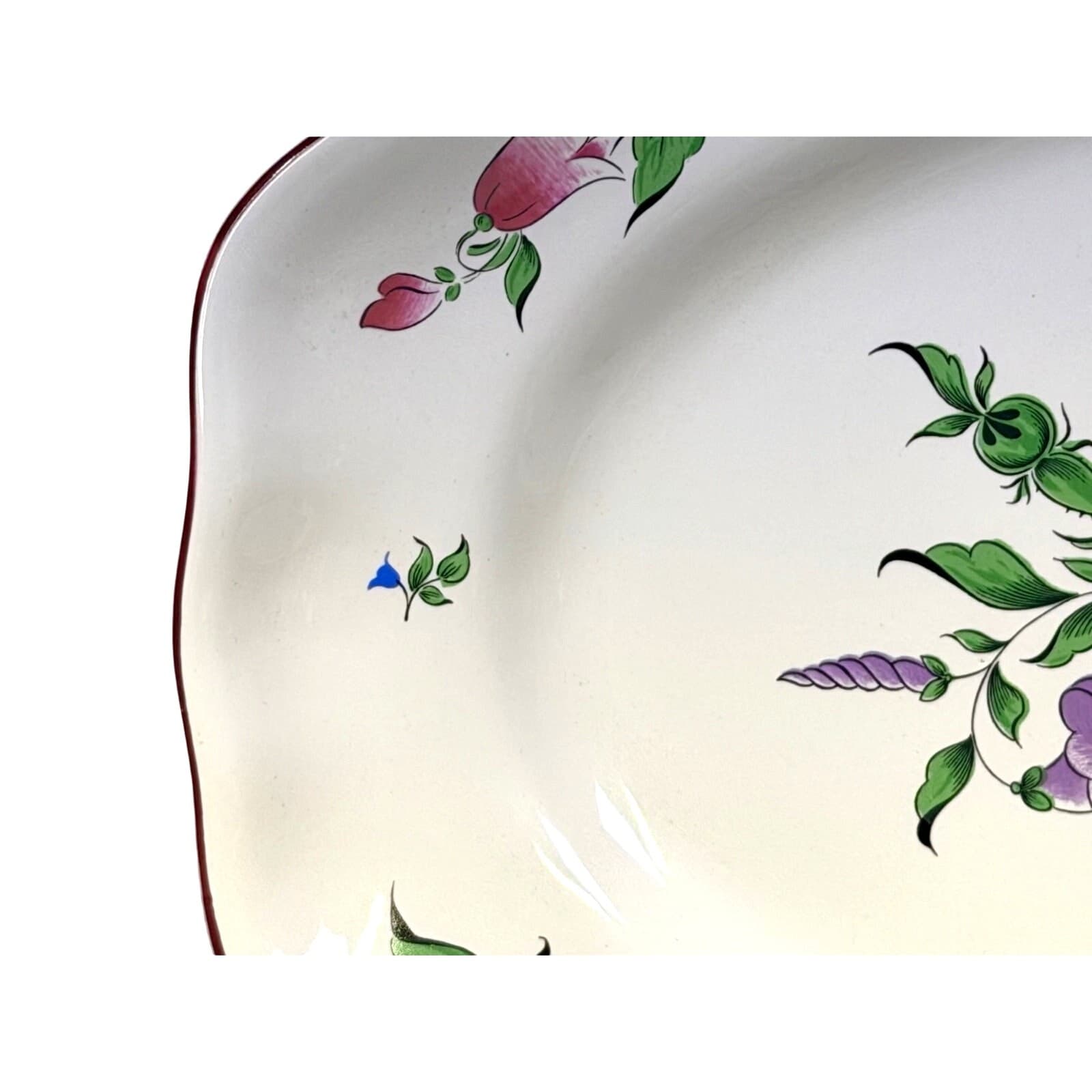 Antique K&G Luneville France Old Strasbourg Oval Serving Platter Floral Faience - Thumbnail 3