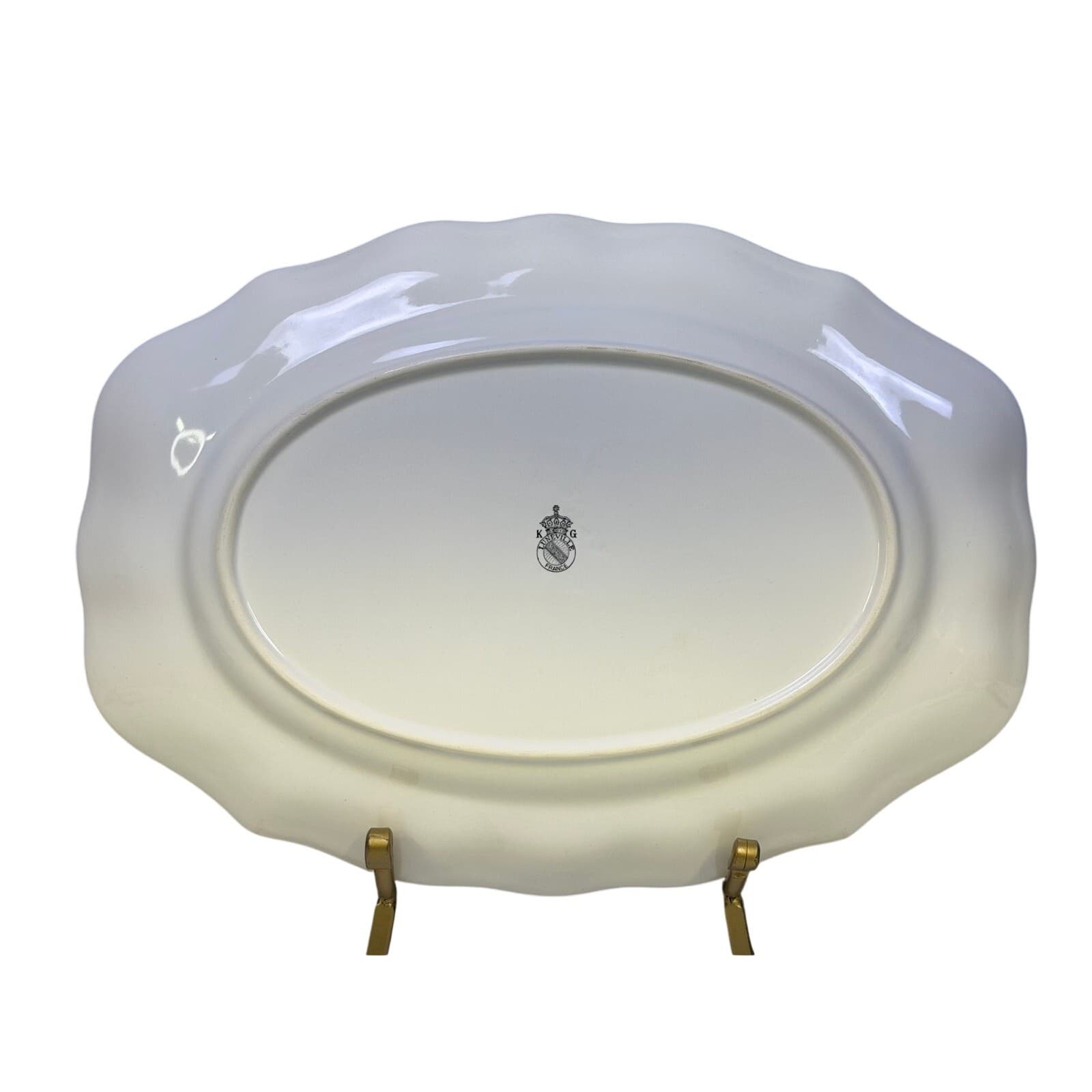 Antique K&G Luneville France Old Strasbourg Oval Serving Platter Floral Faience - Thumbnail 7