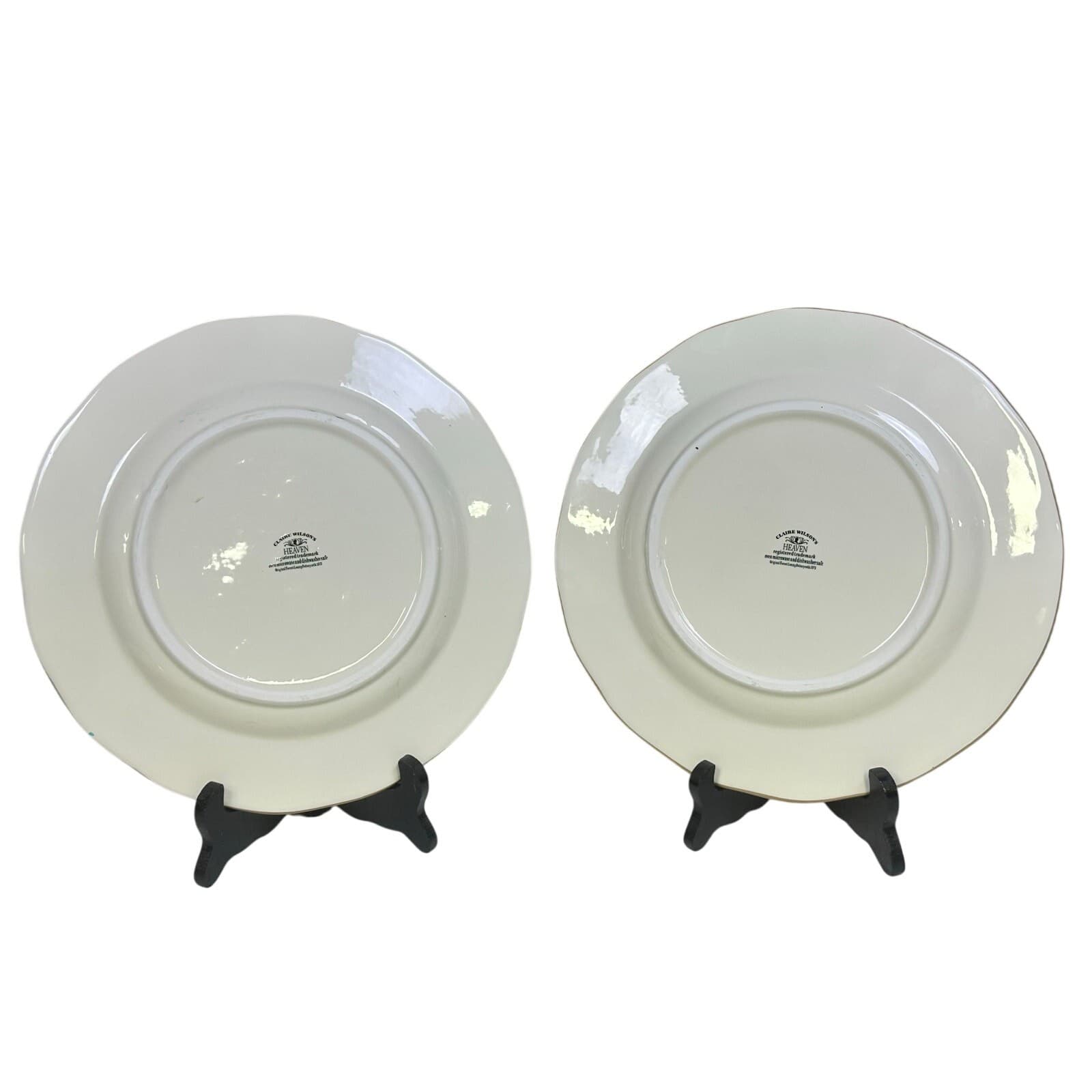 Claire Wilson 'Heaven' Brown/Ivory Cherub Doves Flowers 10.5" Dinner Plates-2 - Thumbnail 8