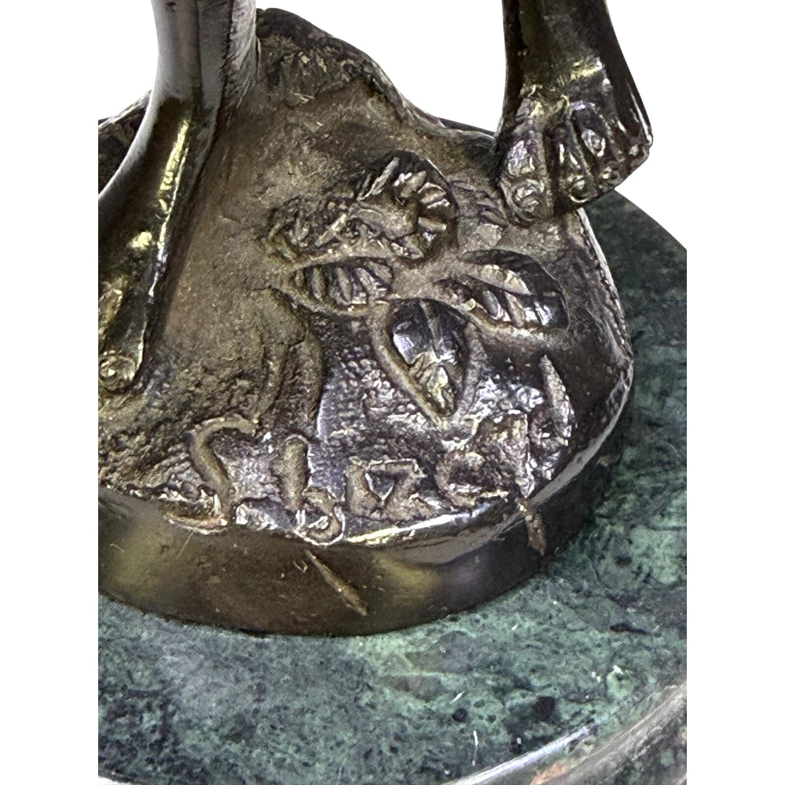 Vintage Andrea by Sadek Figural Boy Statue Baskets Marble Base Bronze Finish 11" - Thumbnail 10