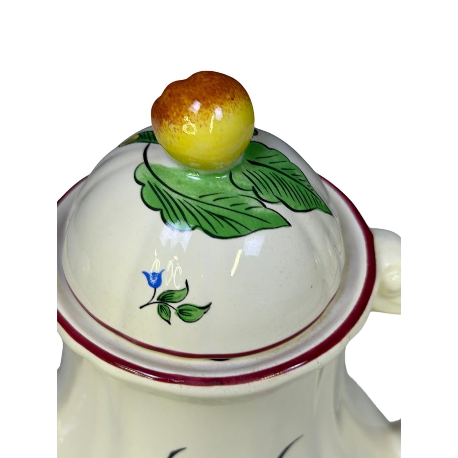 Antique K&G Luneville France Old Strasbourg Tall Coffee Pot w/Lid Tulip Faience - Thumbnail 5