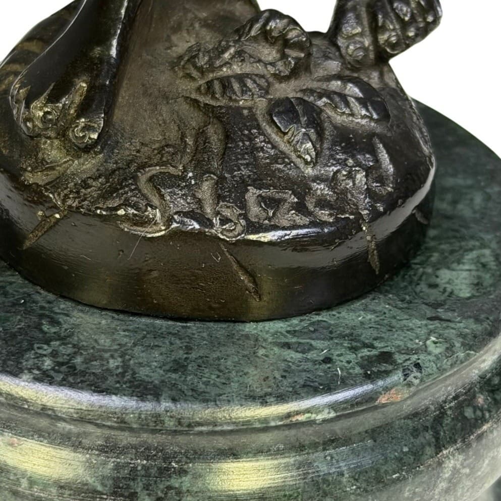 Vintage Andrea by Sadek Figural Boy Statue Baskets Marble Base Bronze Finish 11" - Thumbnail 9
