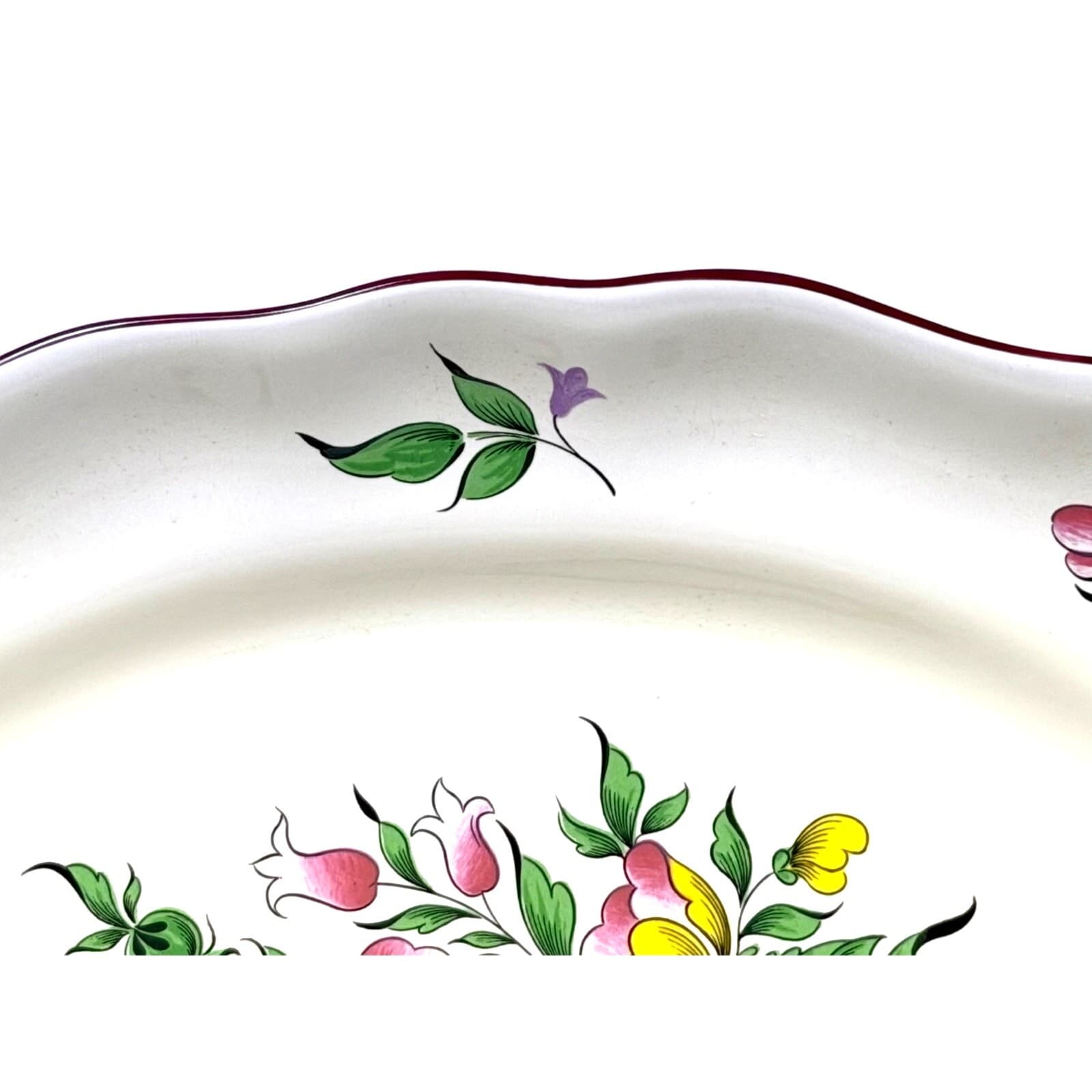 Antique K&G Luneville France Old Strasbourg Oval Serving Platter Floral Faience - Thumbnail 4