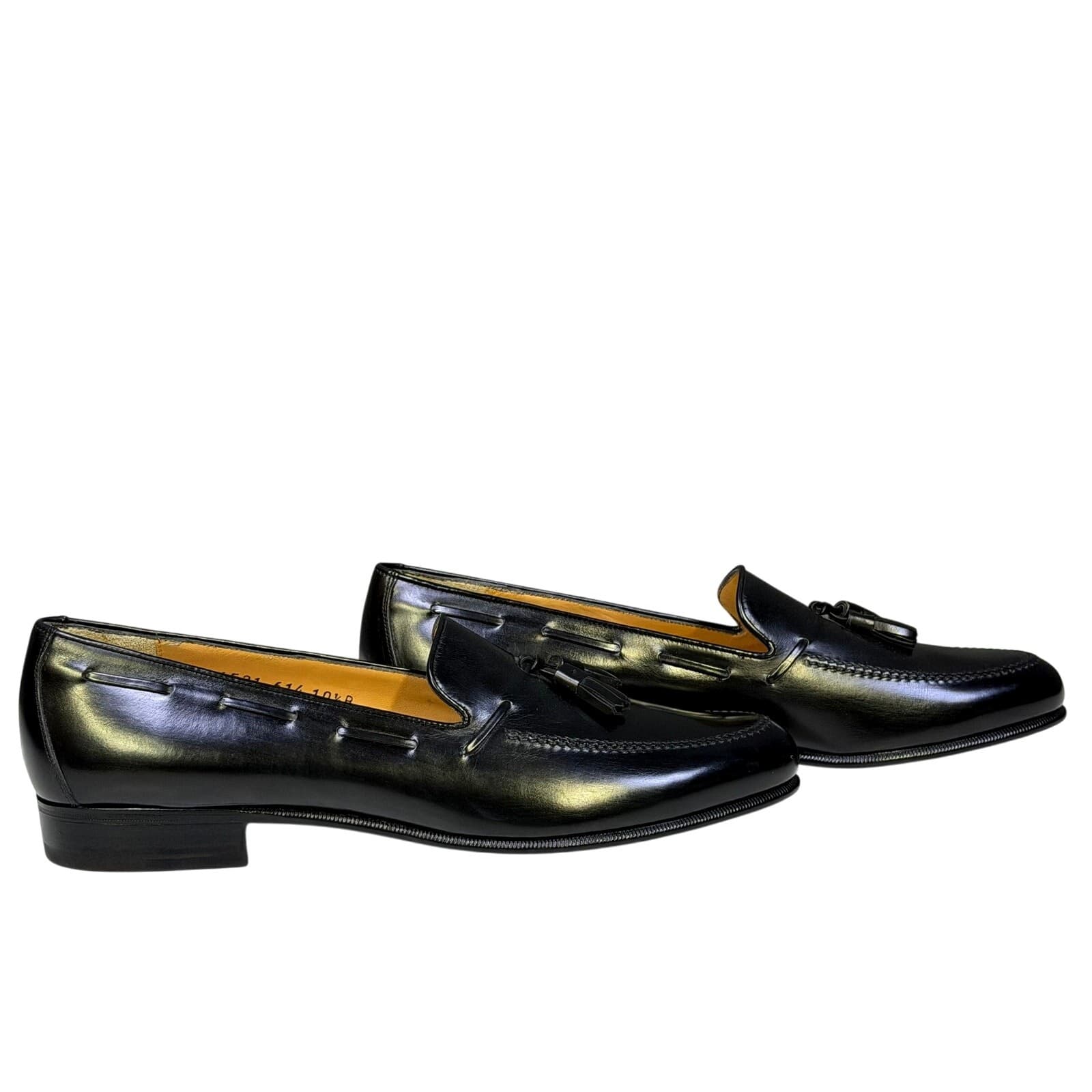Salvatore Ferragamo Black Leather Tassel Moccasins Loafers Mens 10.5 B Italy New - Thumbnail 2