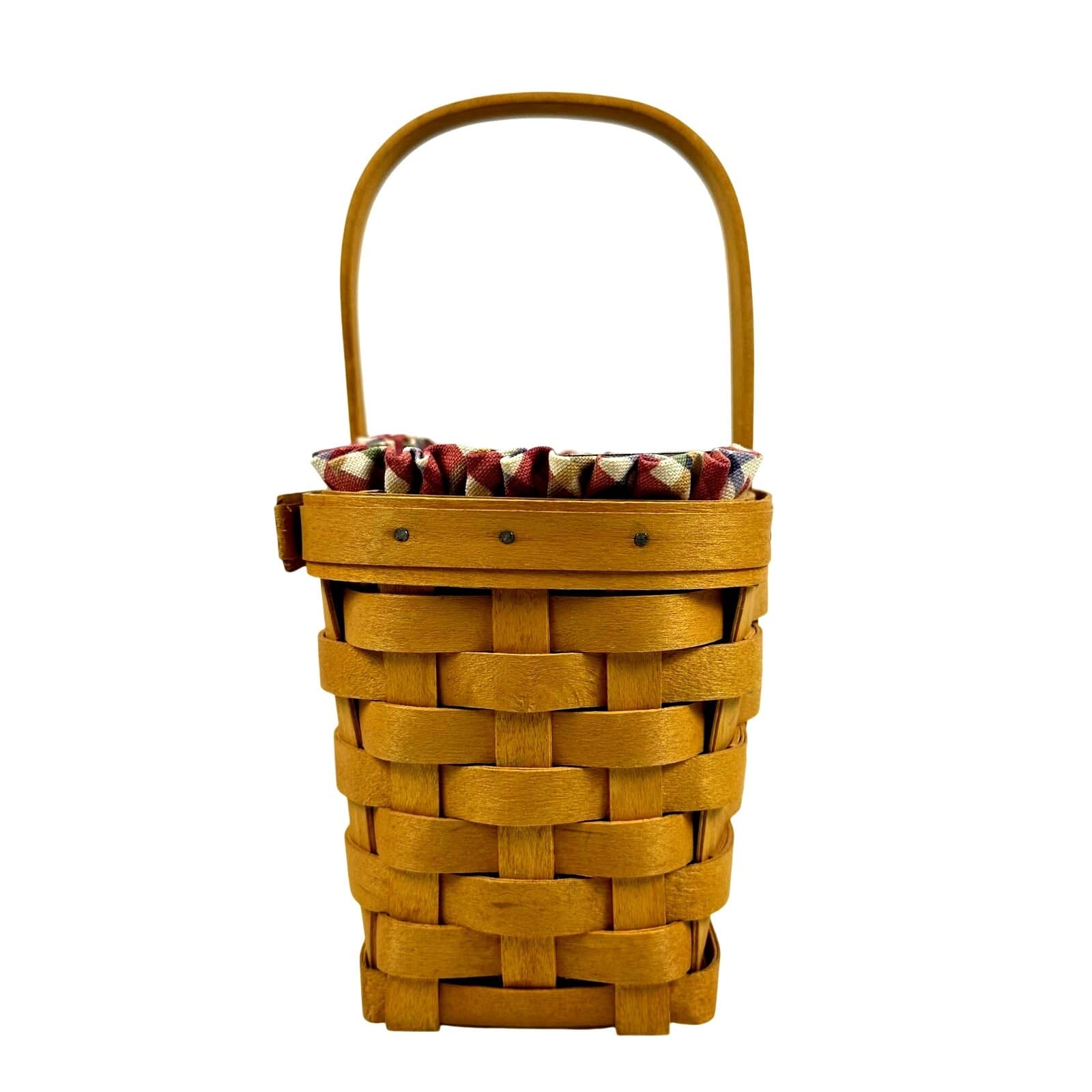 2001 Longaberger Medium Candle Basket w Plaid Liner & Protector Handwoven USA - Thumbnail 4