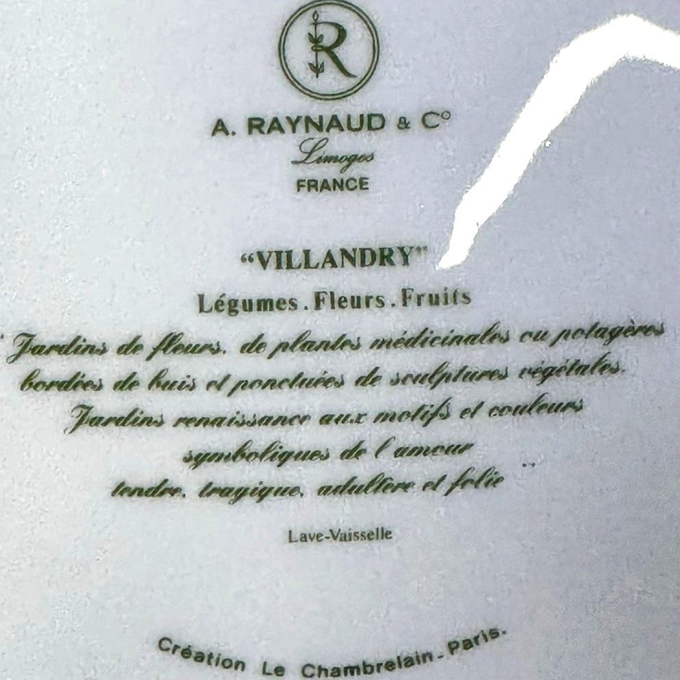 Raynaud Limoges Retired 1995-2018 'Villandry Rose' Handled 11" Cake Plate-Rare - Thumbnail 3