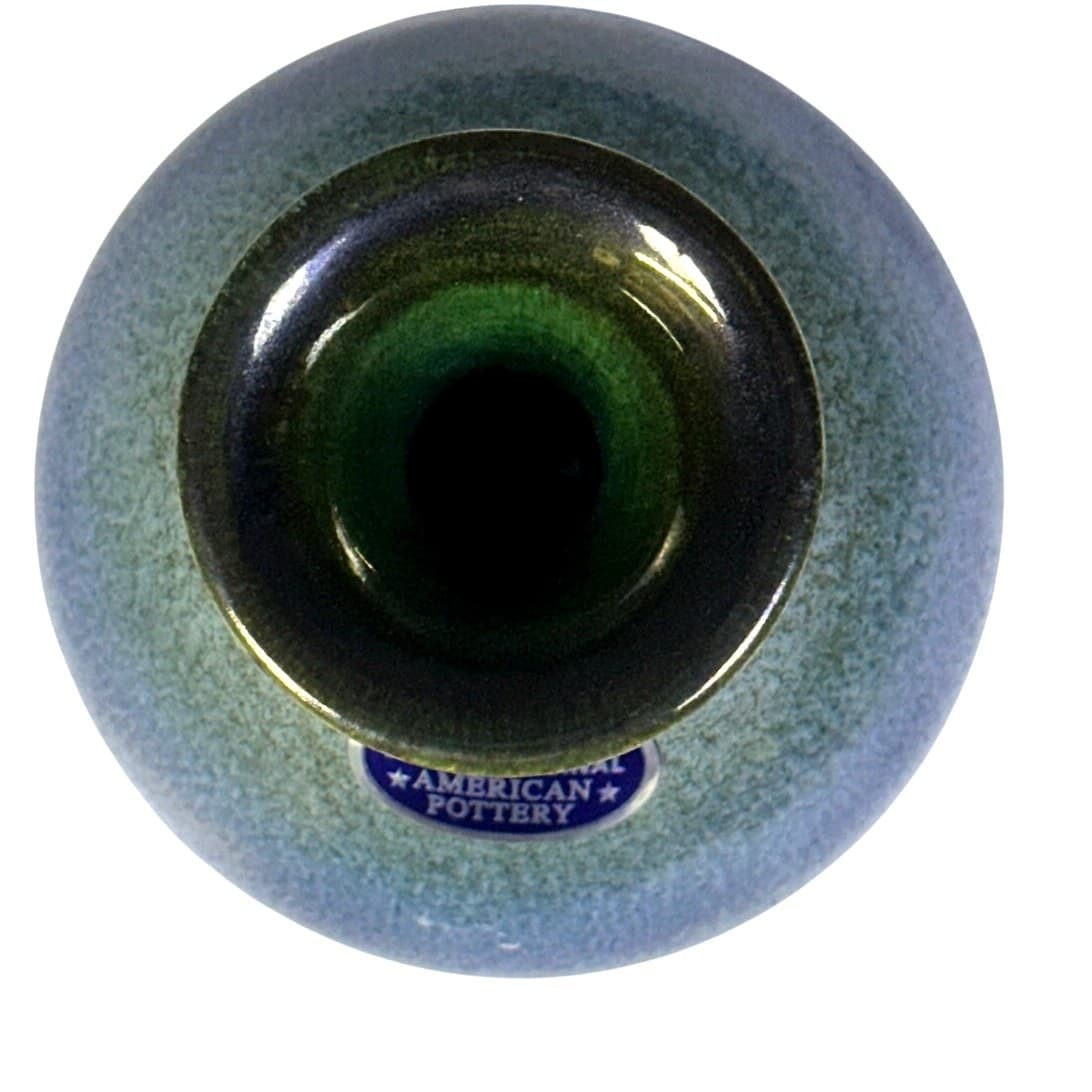 K Dryden Vintage Mid-Century Signed Hot Springs Arkansas Pottery 6.5" Blue Vase - Thumbnail 5