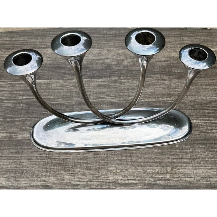 Reed & Barton Silverplate 4 Light Vintage MCM Candelabra Candlestick Holder #291 - Thumbnail 2