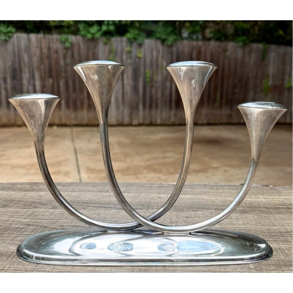 Reed & Barton Silverplate 4 Light Vintage MCM Candelabra Candlestick Holder #291