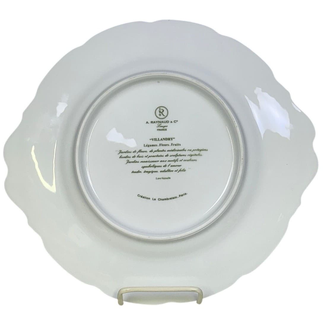 Raynaud Limoges Retired 1995-2018 'Villandry Rose' Handled 11" Cake Plate-Rare - Thumbnail 8