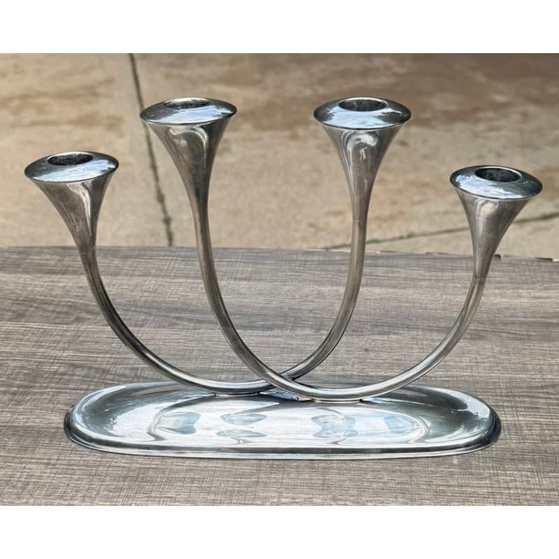 Reed & Barton Silverplate 4 Light Vintage MCM Candelabra Candlestick Holder #291 - Thumbnail 5