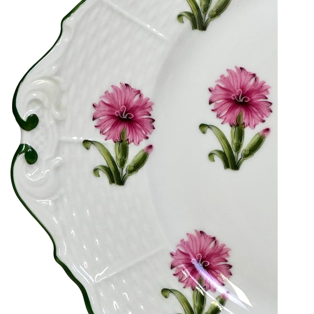 Raynaud Limoges Retired 1995-2018 'Villandry Rose' Handled 11" Cake Plate-Rare - Thumbnail 4