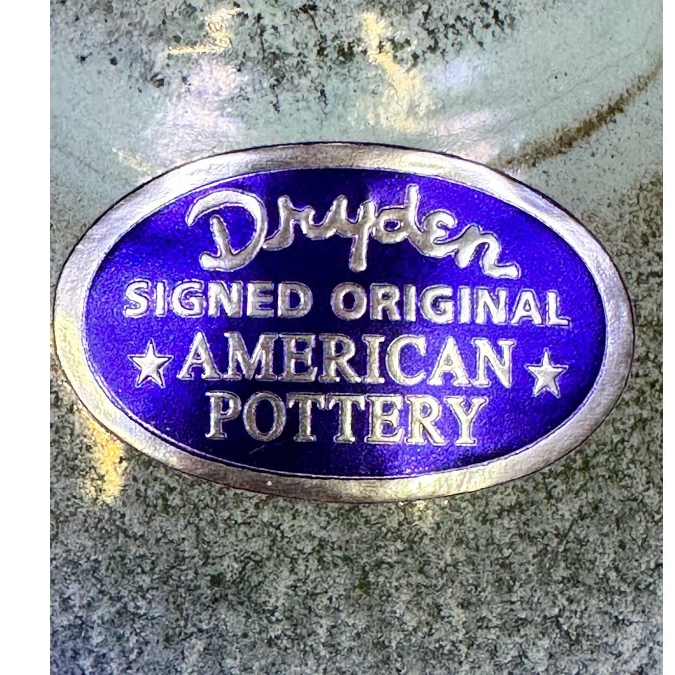 K Dryden Vintage Mid-Century Signed Hot Springs Arkansas Pottery 6.5" Blue Vase - Thumbnail 6