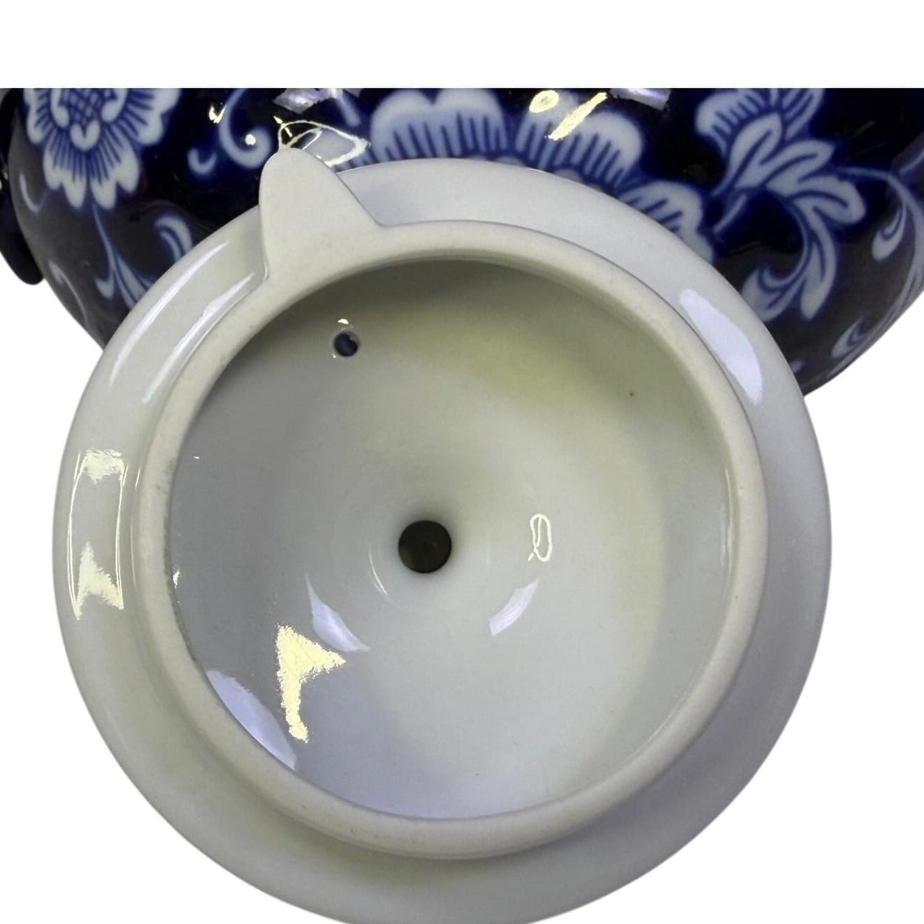 Pier 1 Mandarin Tea Set Teapot w Lid + 4 Cups Blue White Floral Porcelain China - Thumbnail 7