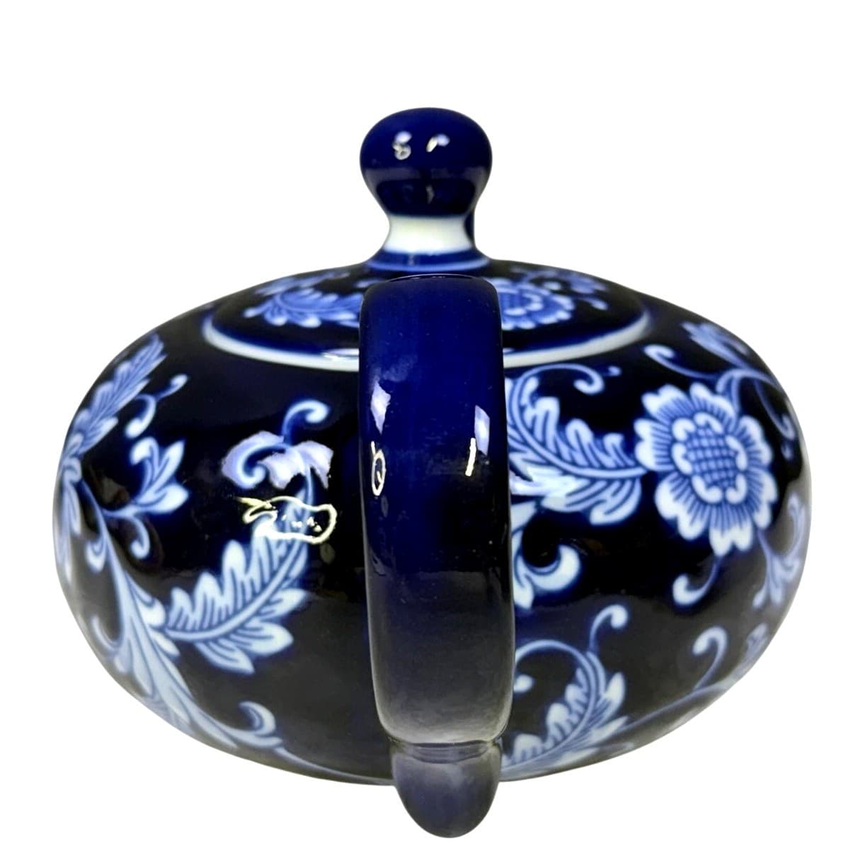 Pier 1 Mandarin Tea Set Teapot w Lid + 4 Cups Blue White Floral Porcelain China - Thumbnail 5