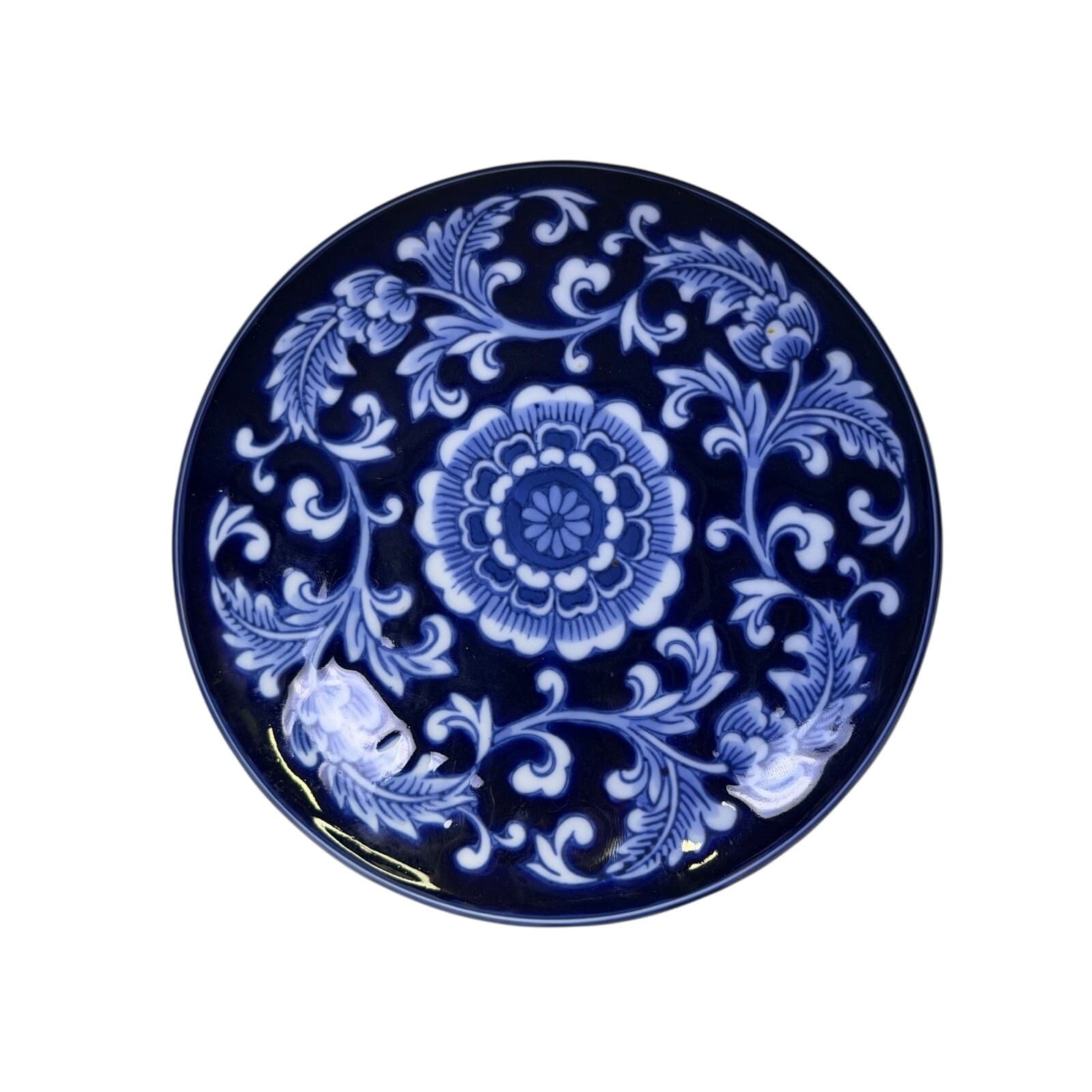 Pier 1 'Mandarin' Large Canister Airtight Lid Blue White Porcelain Kitchen 9.5” - Thumbnail 2