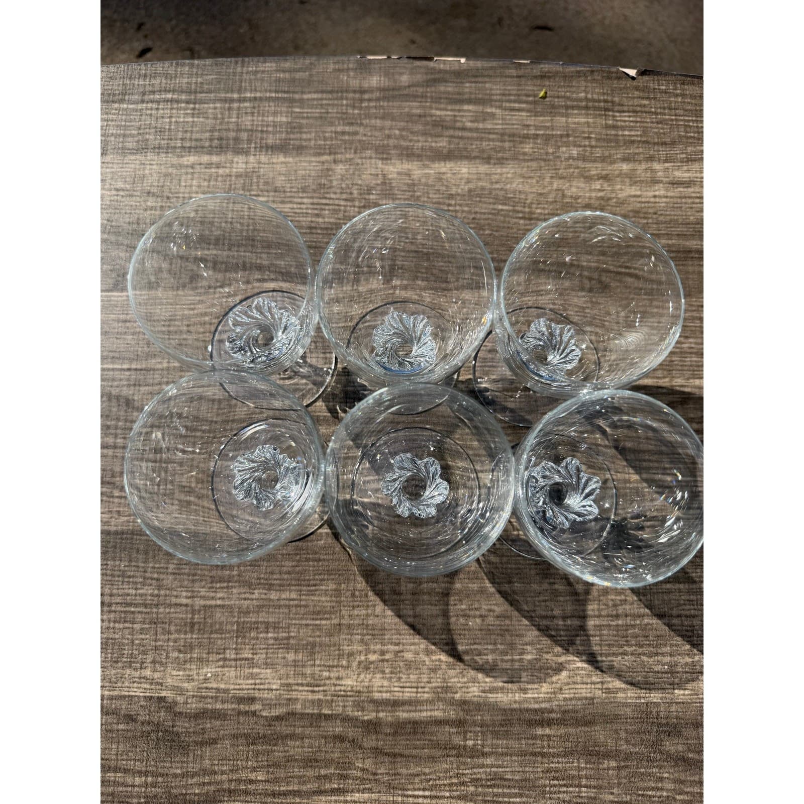 Clear Wine Glasses Swirl Base Goblets 4.25” Elegant Vintage Barware-Set of 6 - Thumbnail 9