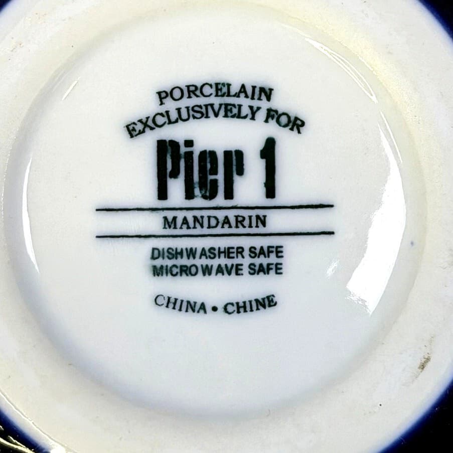 Pier 1 Mandarin Tea Set Teapot w Lid + 4 Cups Blue White Floral Porcelain China - Thumbnail 10