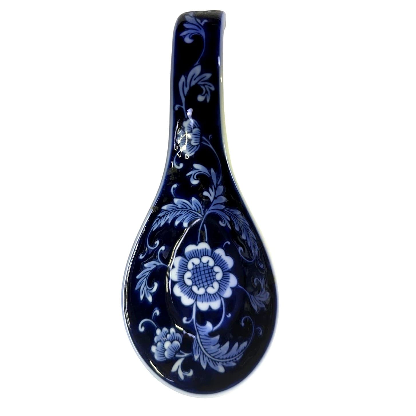 Pier 1 Mandarin Spoon Rest Blue White Porcelain Kitchen Utensil Rest 9.5”