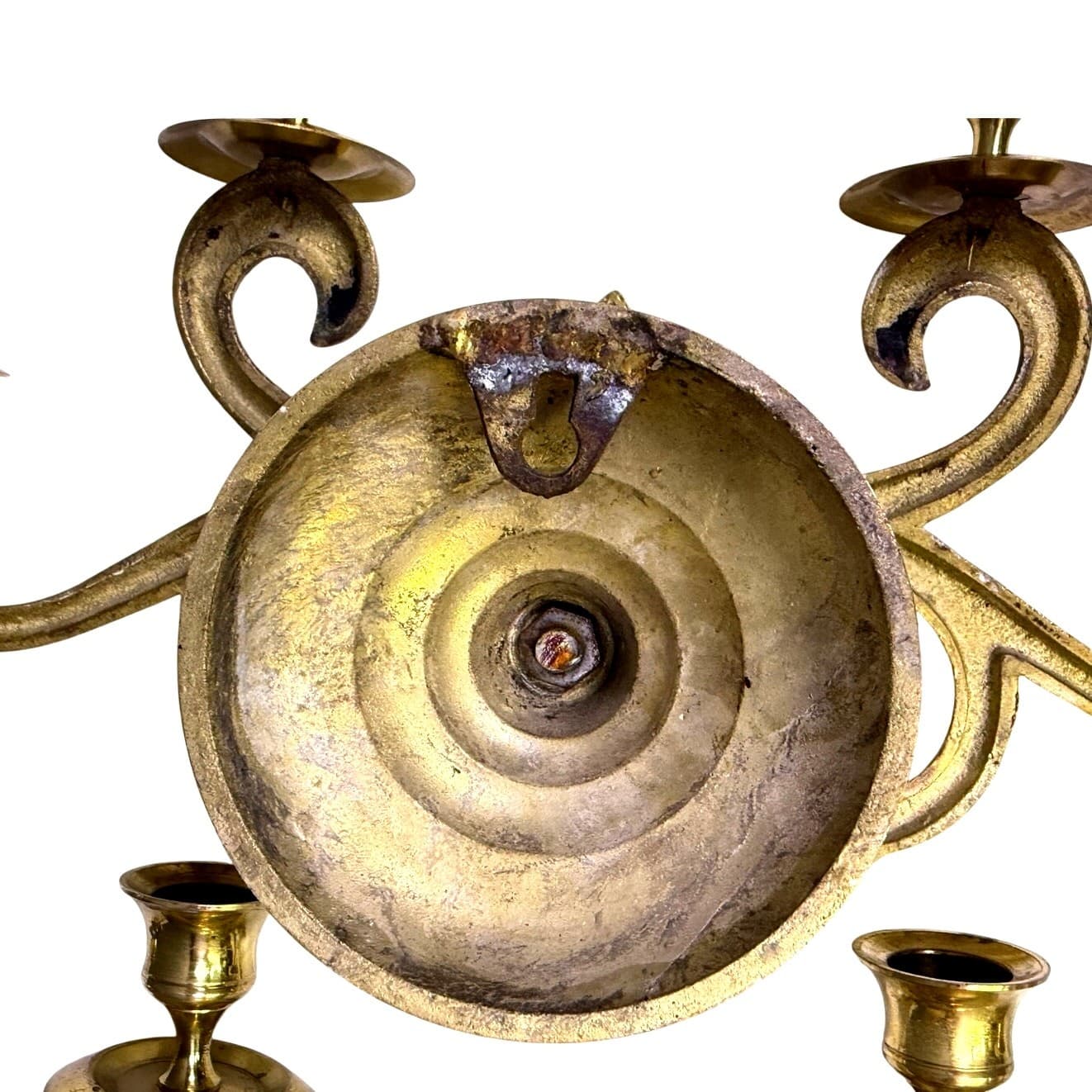 Brass 4 Candle 16" Wall Sconces Hollywood Regency Fleur de Lis-Set of 2 Vintage - Thumbnail 4