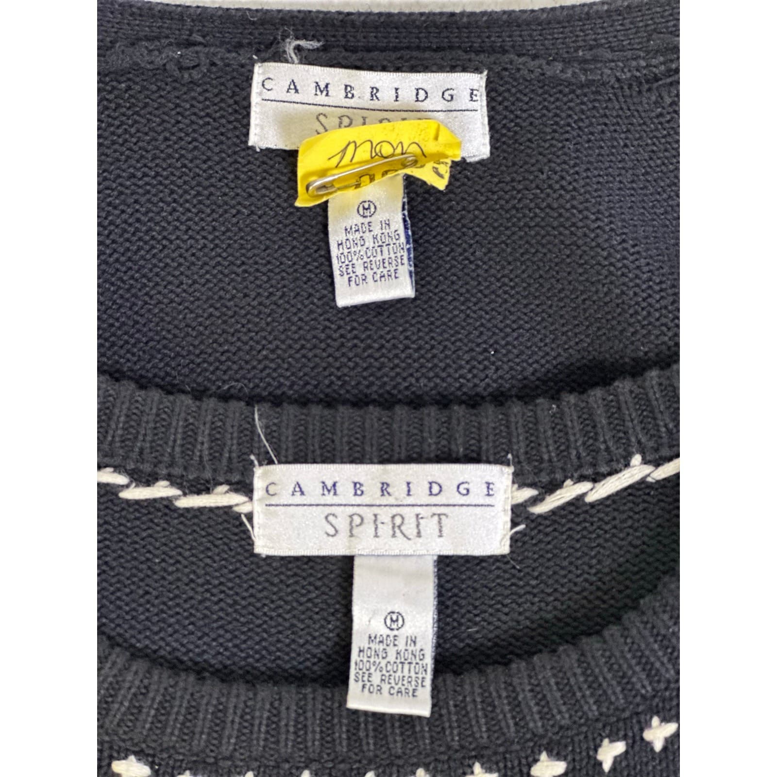 Cambridge Spirit Vintage 2-Piece Black Cotton Sweater Set Floral Accents-Medium - Thumbnail 7