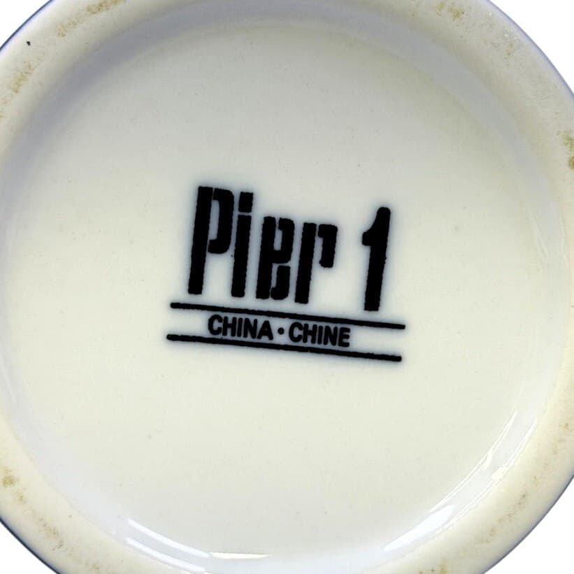 Pier 1 Mandarin Utensil Holder Crock Blue White Porcelain Kitchen Vase 6.25" - Thumbnail 5