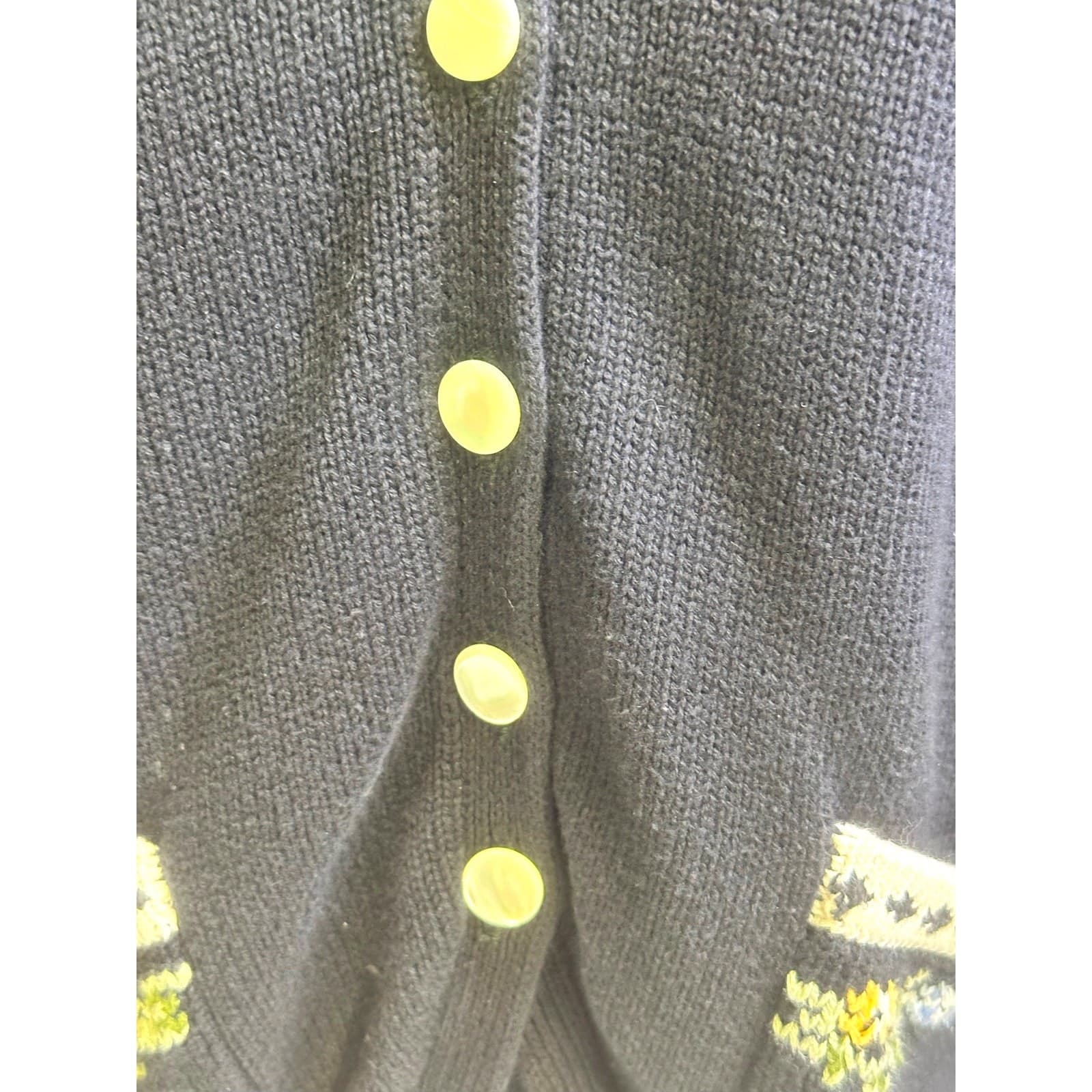 Cambridge Spirit Vintage 2-Piece Black Cotton Sweater Set Floral Accents-Medium - Thumbnail 15