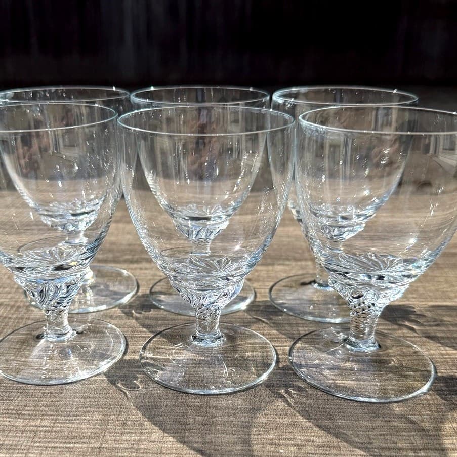 Clear Glass Brandy Snifters Swirl Base Stem 5” Elegant Vintage Barware-Set of 6 - Thumbnail 4