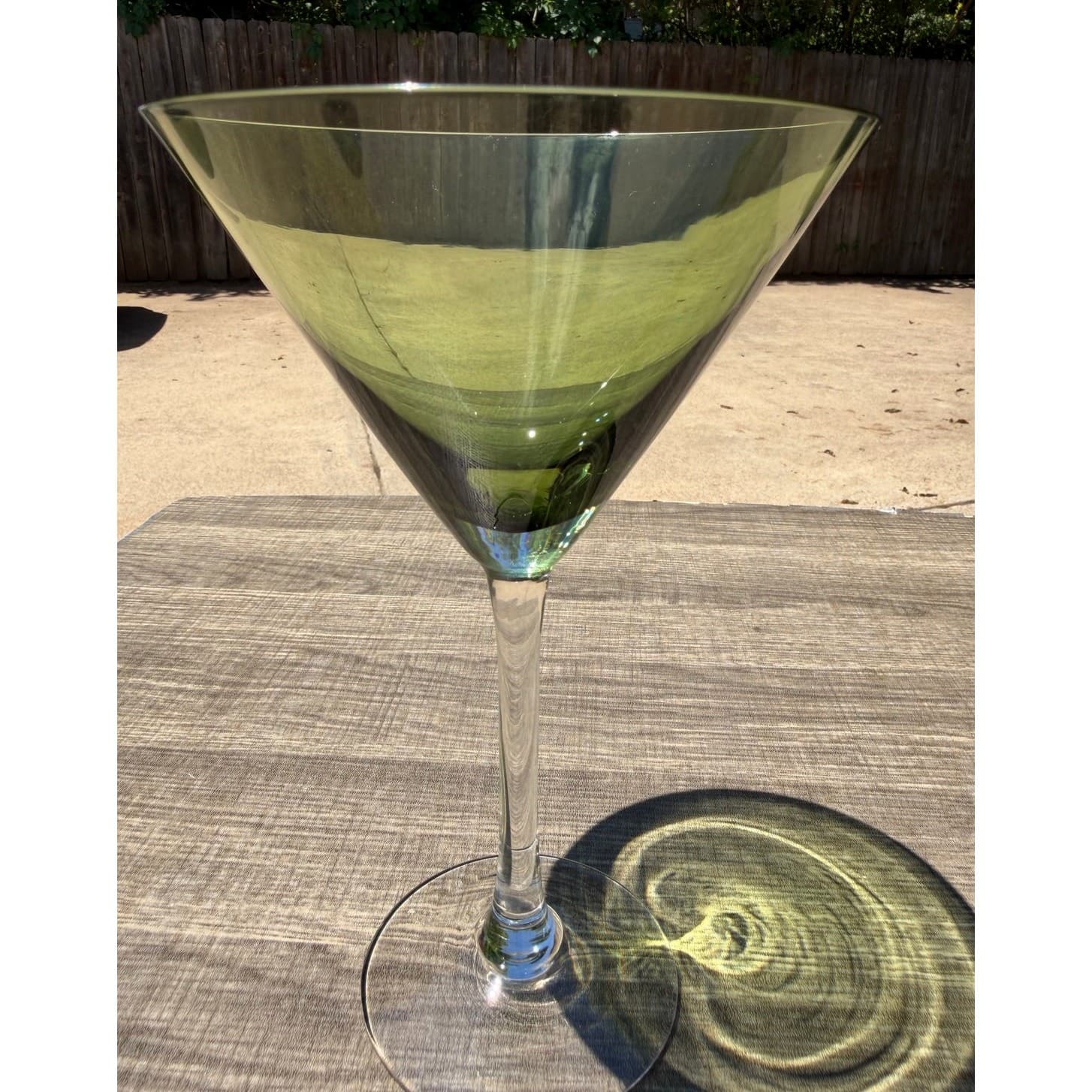 Vintage Olive Green Martini Glass Art Glass Cocktail Stemware 8” Contemporary - Thumbnail 2
