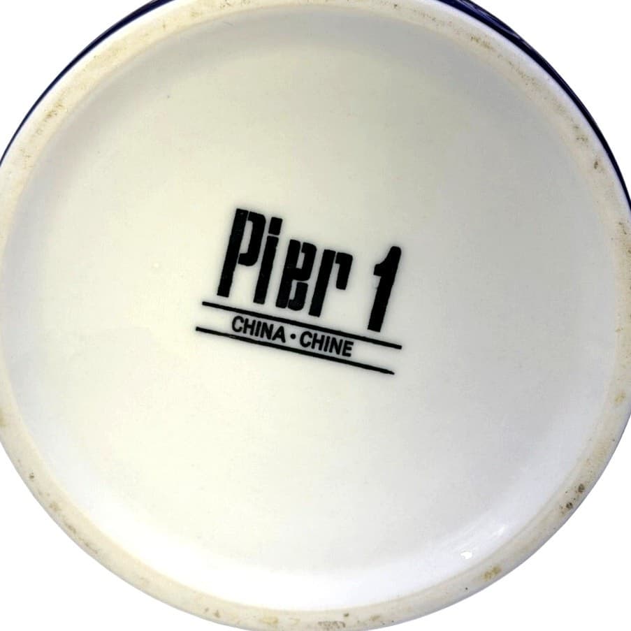 Pier 1 'Mandarin' Large Canister Airtight Lid Blue White Porcelain Kitchen 9.5” - Thumbnail 9