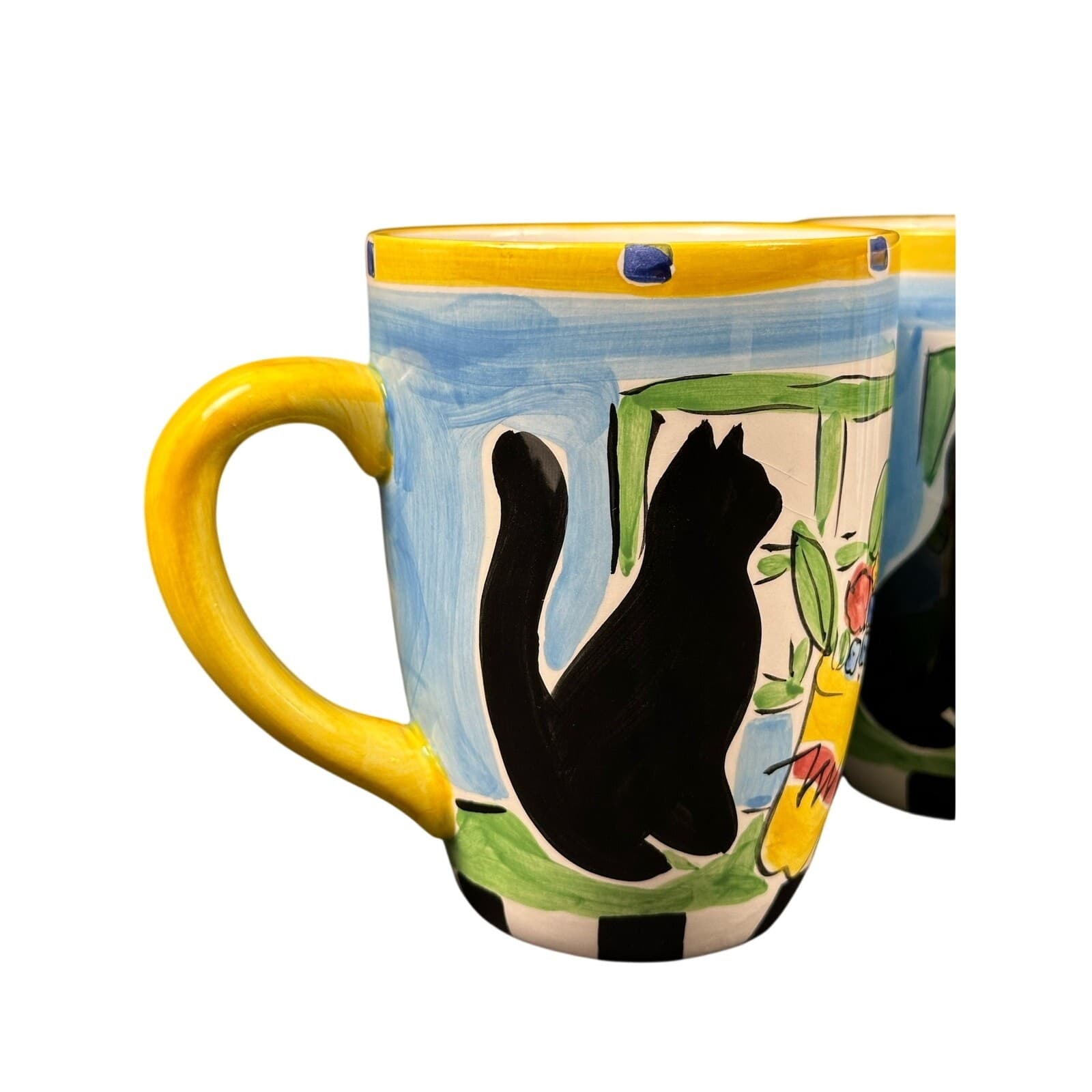 Hausenware Black Cat In Window Set of 4 Mugs Cups - Thumbnail 2
