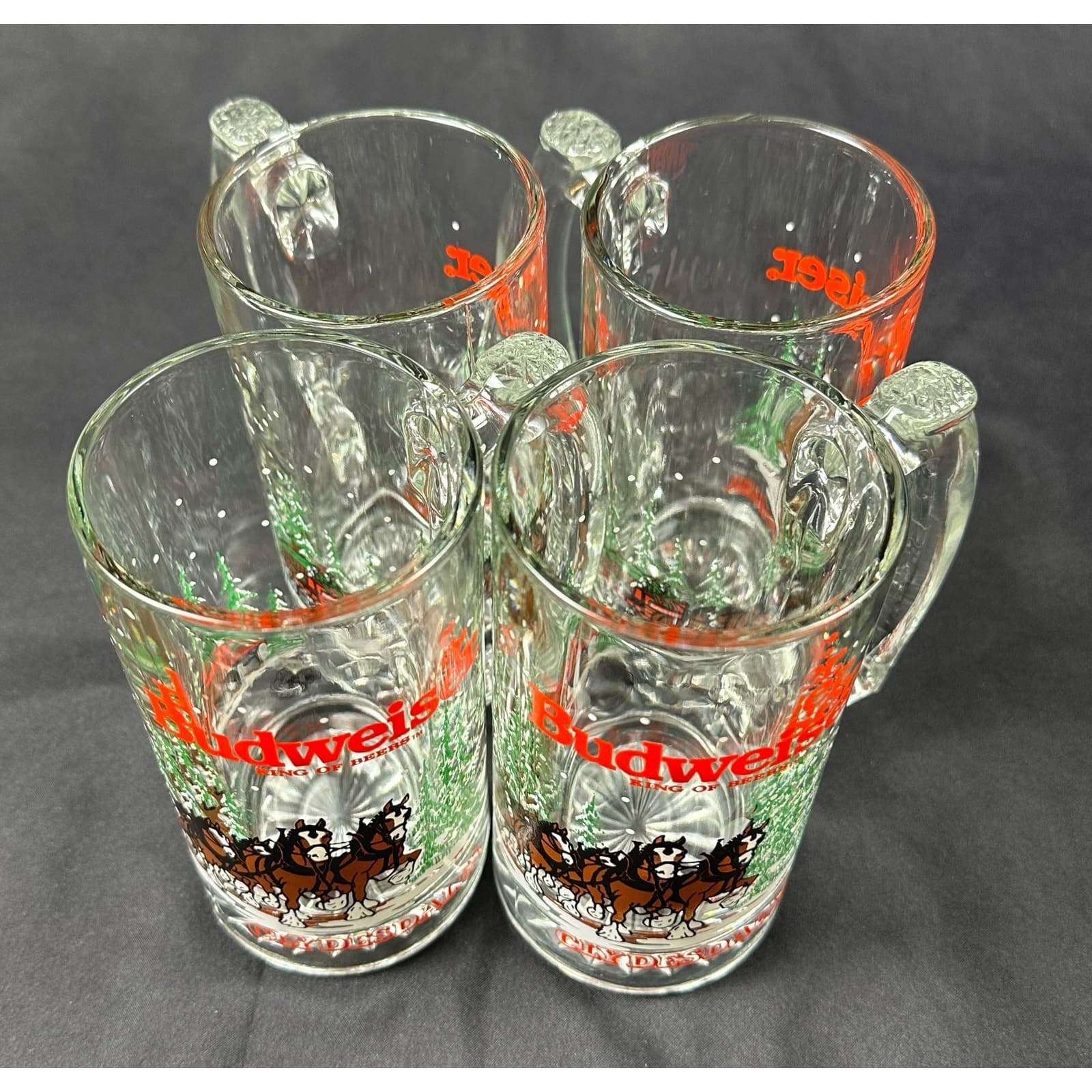 1989 Anheuser Busch Budweiser Clydesdale Christmas Beer Mugs Set of 4 - Thumbnail 5