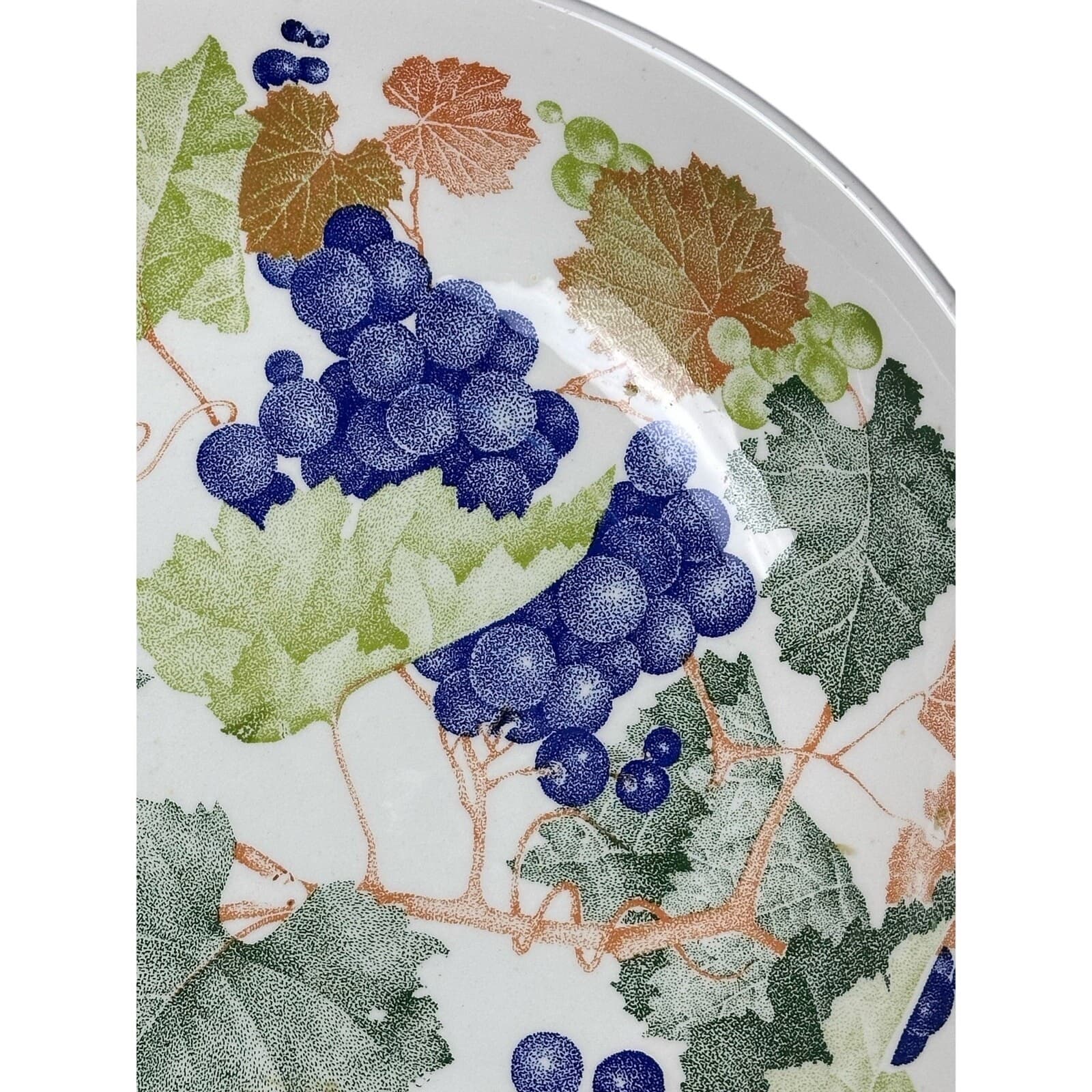 La Primula Grapes Pattern 12" Serving Bowl Hand Painted Italy Vintage - Thumbnail 4