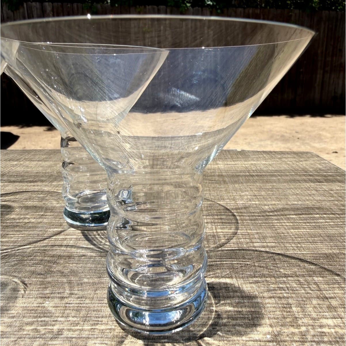Wow-Retro Riedel Crystal Martini Glasses Ribbed Stem Modernist Cocktail Set of 4 - Thumbnail 5
