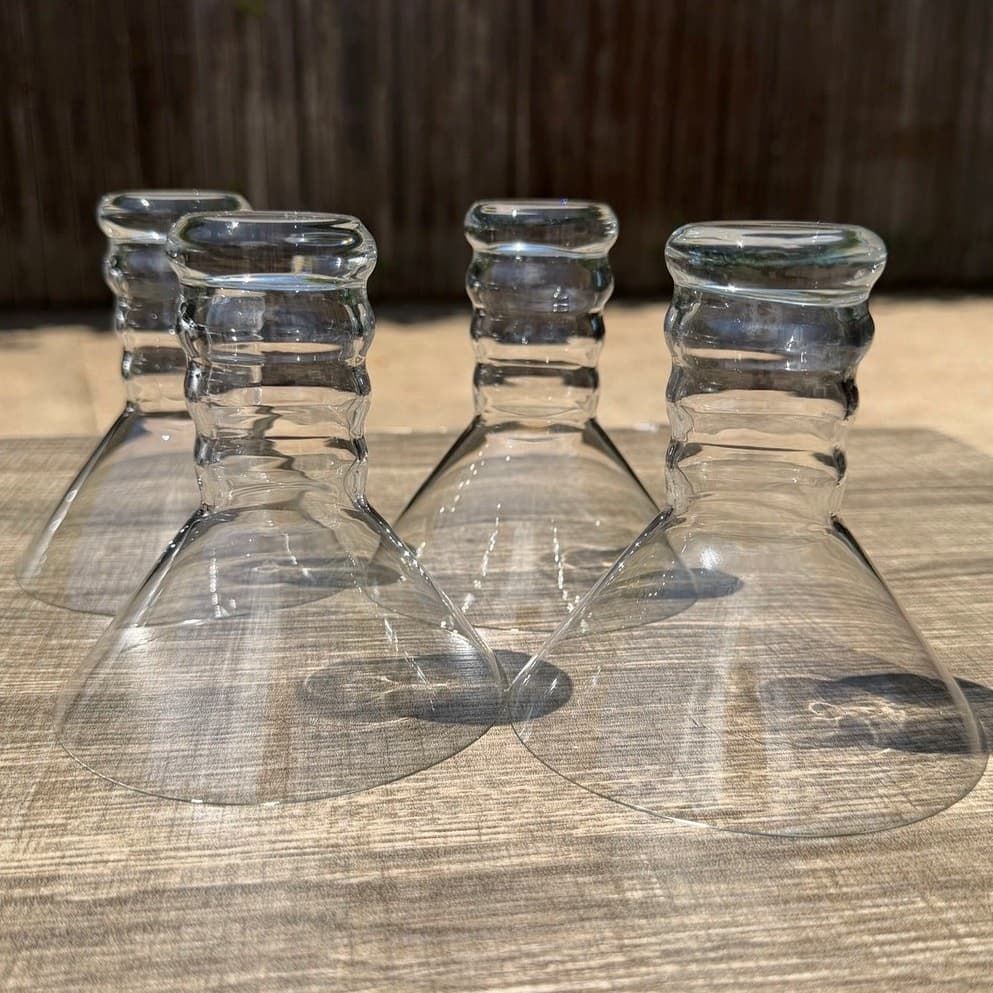 Wow-Retro Riedel Crystal Martini Glasses Ribbed Stem Modernist Cocktail Set of 4 - Thumbnail 8