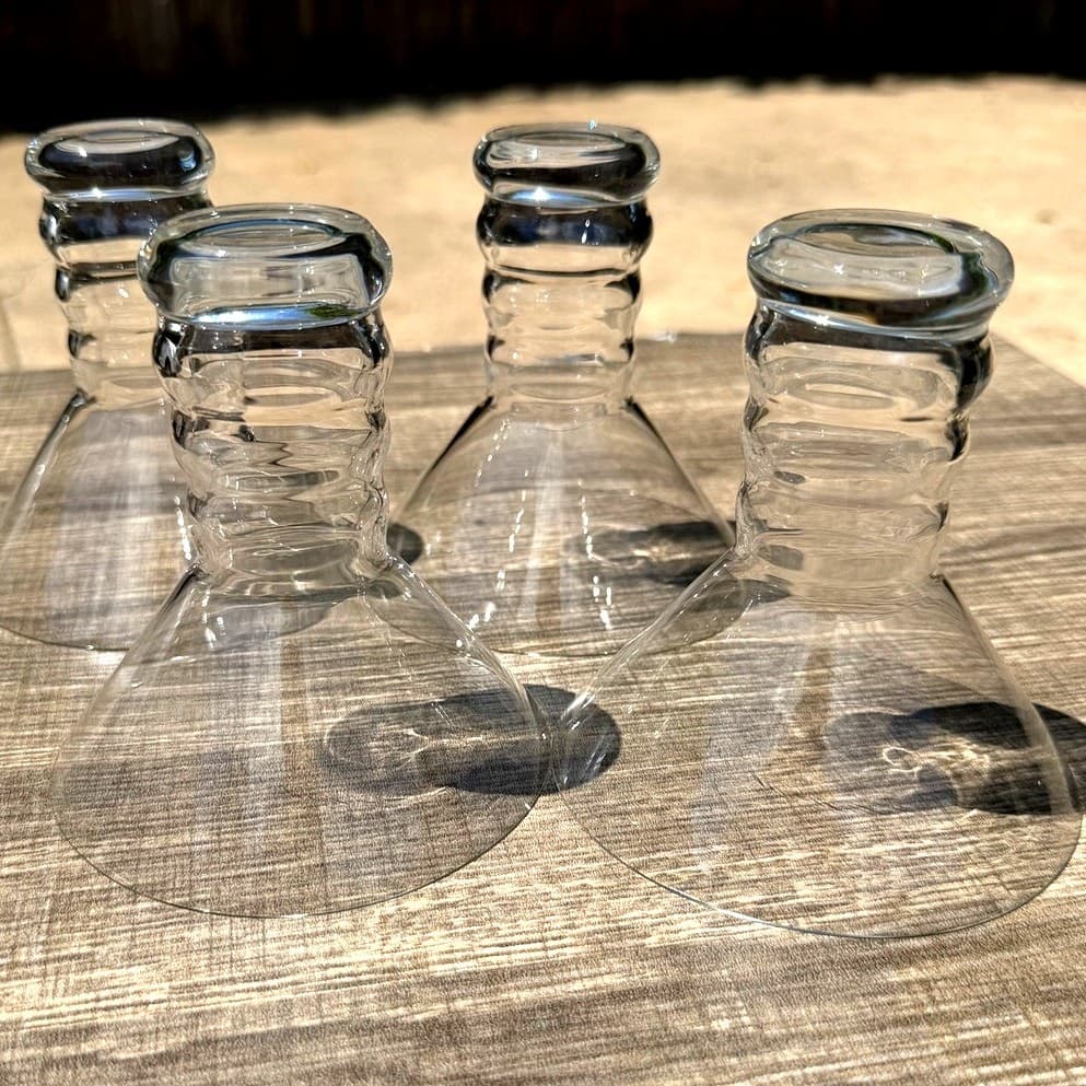 Wow-Retro Riedel Crystal Martini Glasses Ribbed Stem Modernist Cocktail Set of 4 - Thumbnail 12