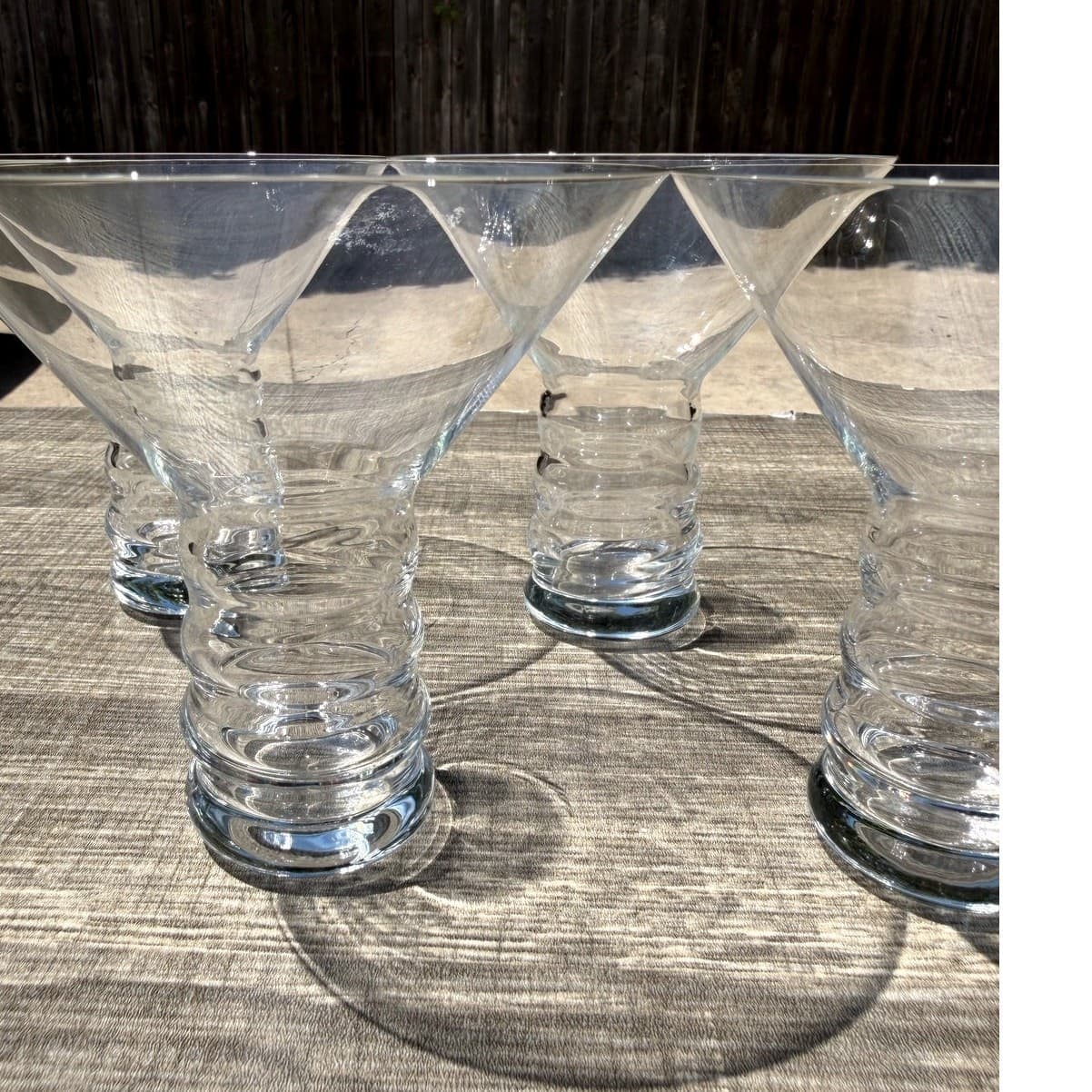 Wow-Retro Riedel Crystal Martini Glasses Ribbed Stem Modernist Cocktail Set of 4 - Thumbnail 7
