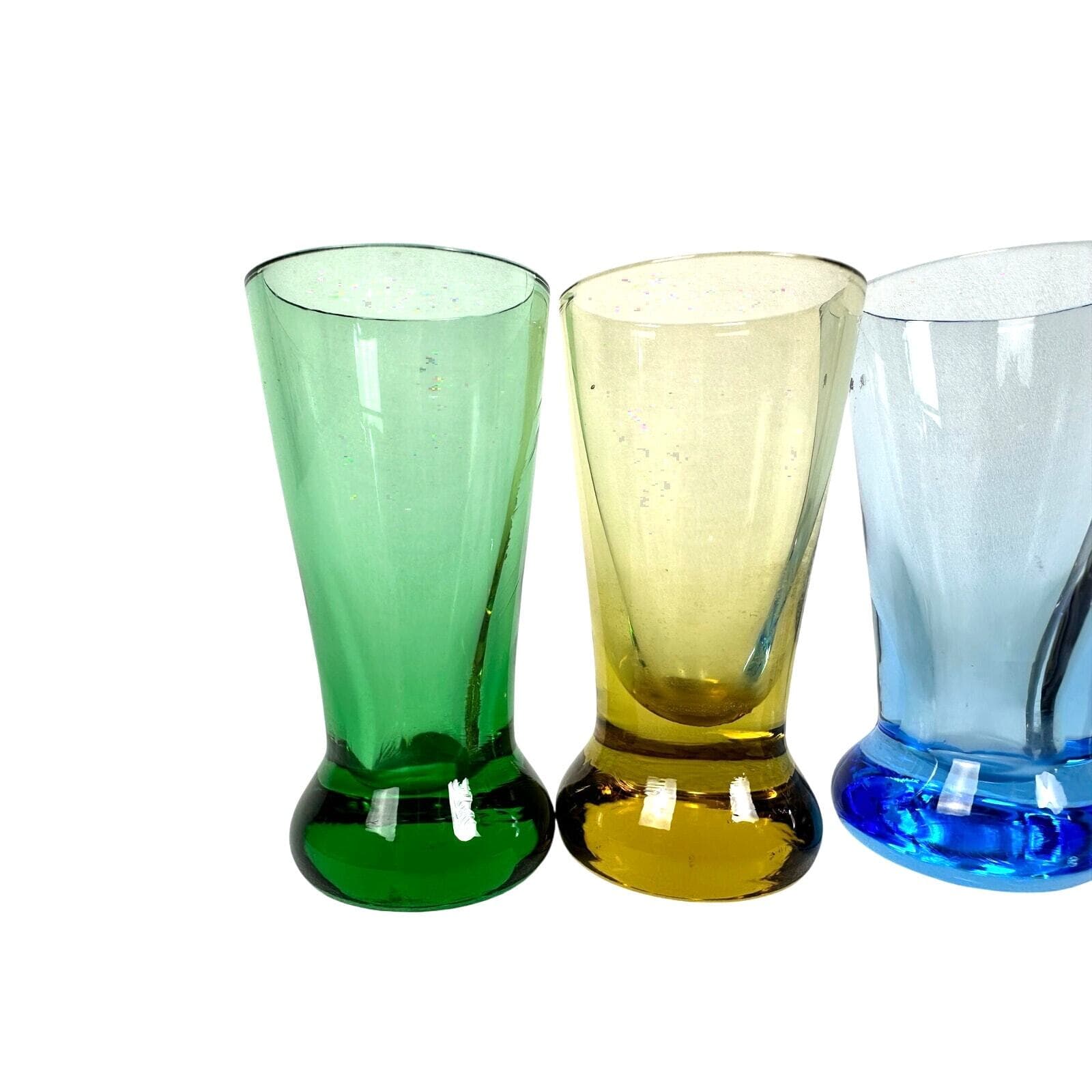 MCM Multicolor Weighted Shot Glasses 3" Tall-Set of 6-Excellent Condition! - Thumbnail 3