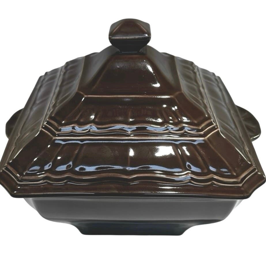Noble Excellence Toscano Brown Covered Casserole Dish with Lid and 17" Platter - Thumbnail 7