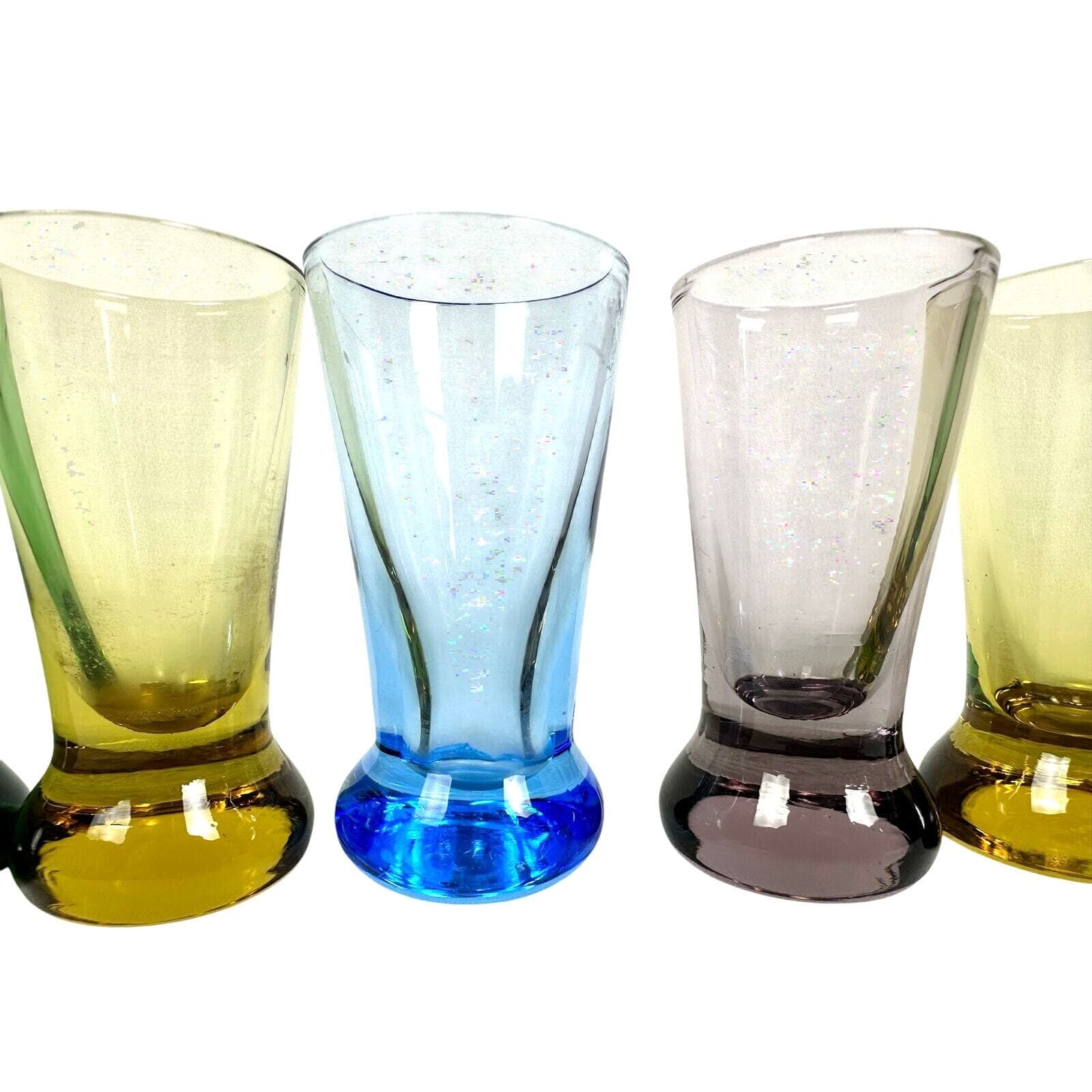 MCM Multicolor Weighted Shot Glasses 3" Tall-Set of 6-Excellent Condition! - Thumbnail 4