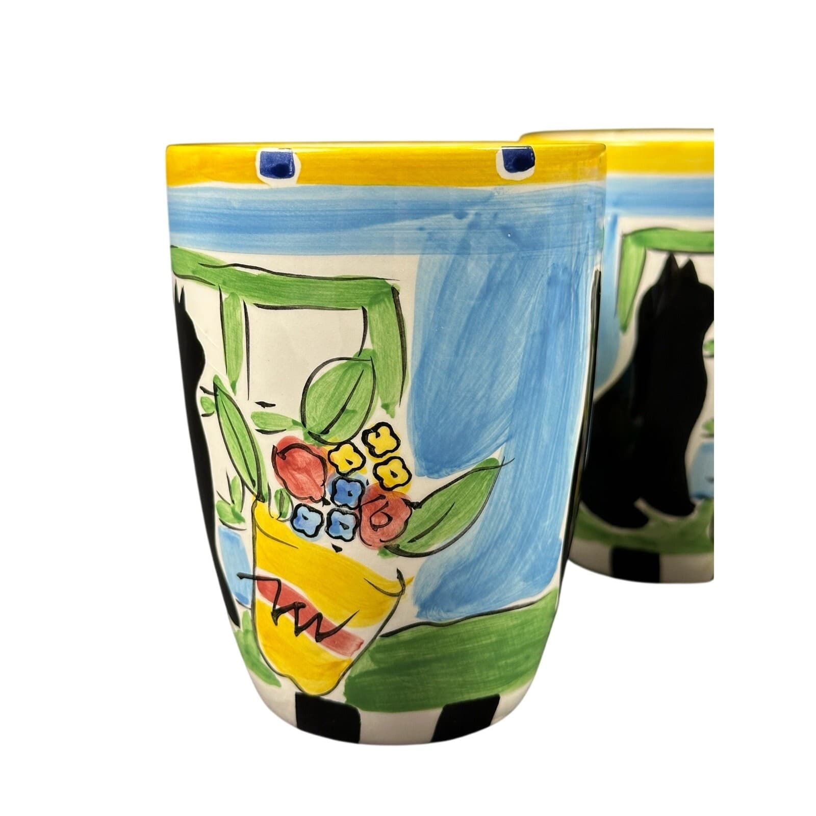 Hausenware Black Cat In Window Set of 4 Mugs Cups - Thumbnail 3