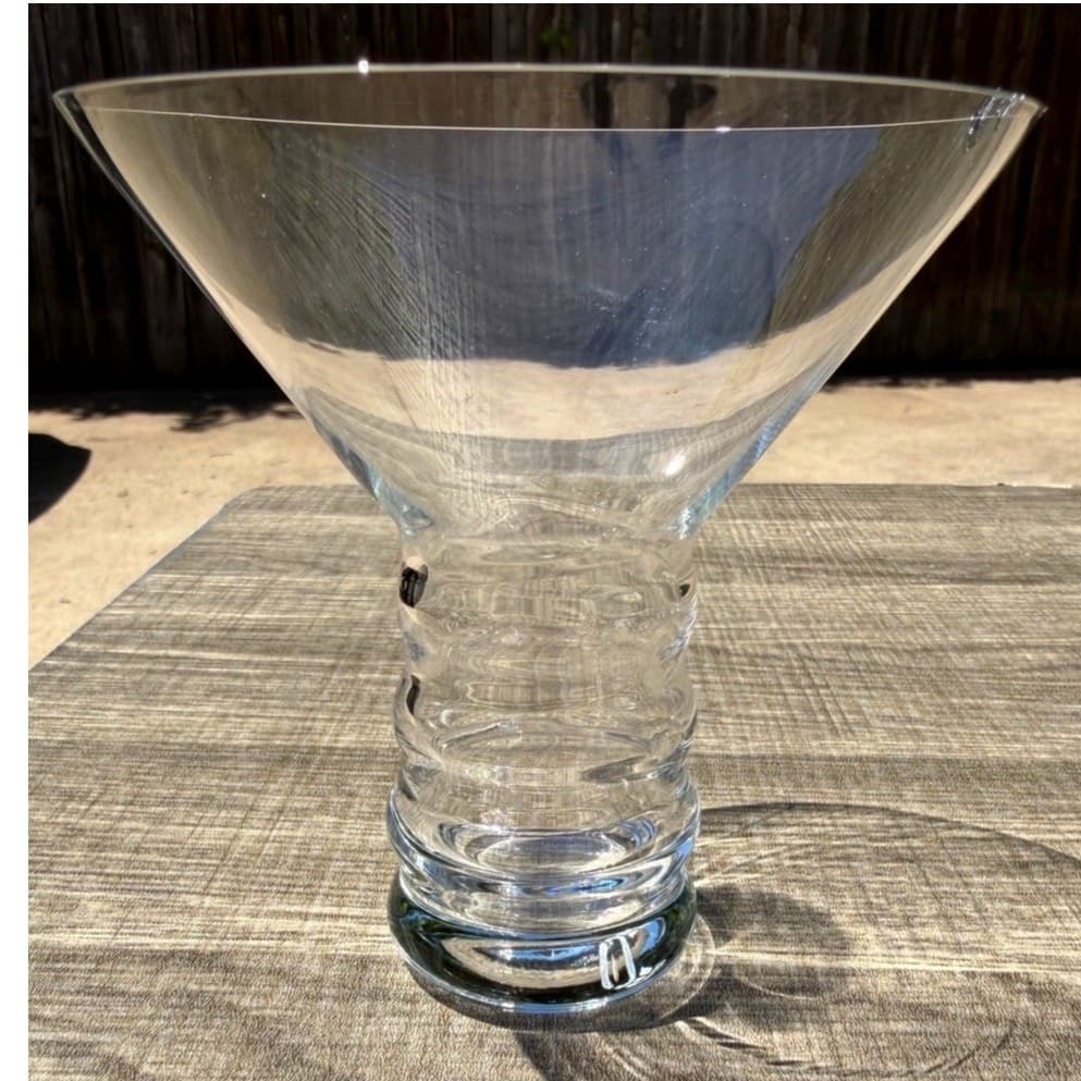 Wow-Retro Riedel Crystal Martini Glasses Ribbed Stem Modernist Cocktail Set of 4 - Thumbnail 3