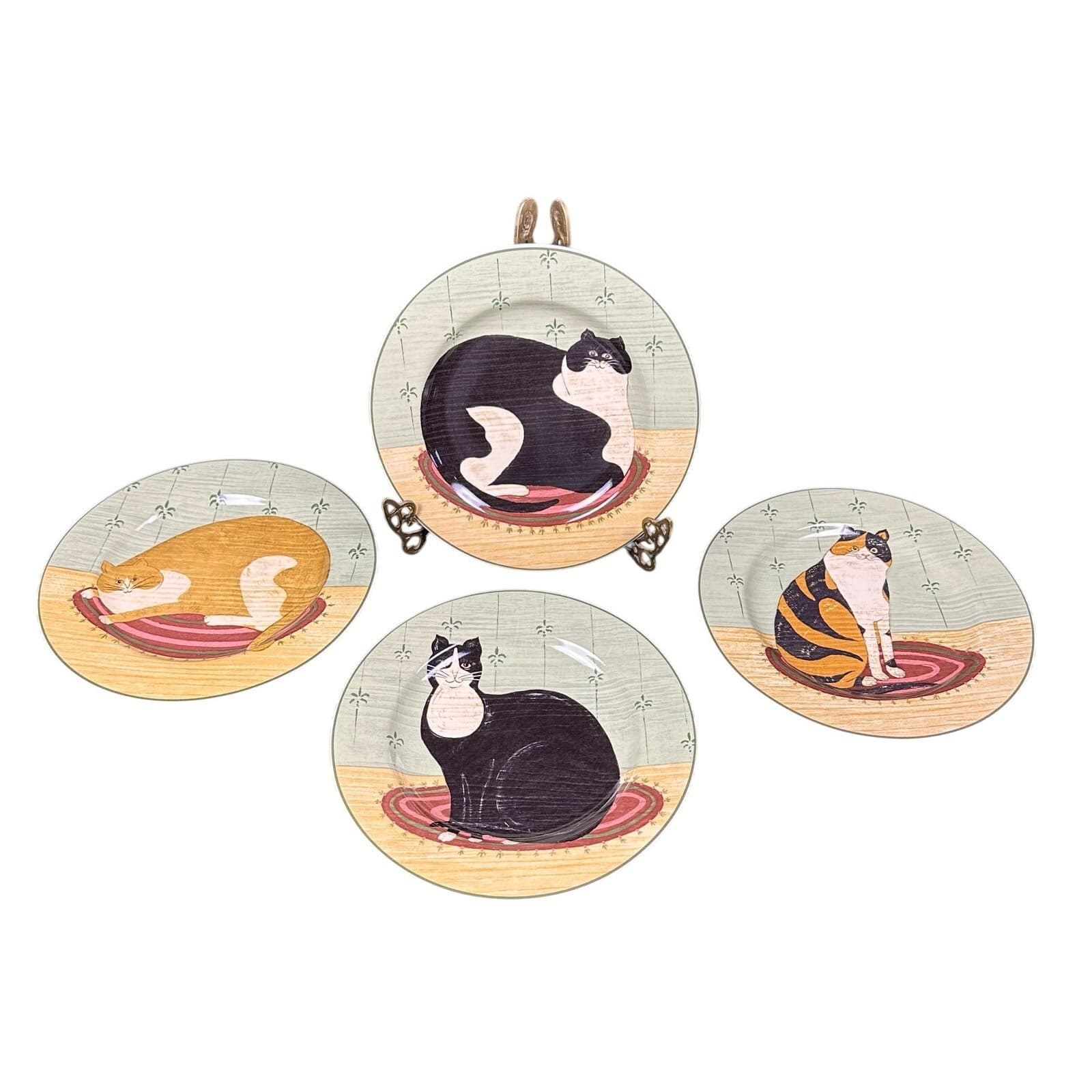 Warren Kimball Cat Collection Sakura Oneida 8-1/4" Salad Dessert Plates Set of 4
