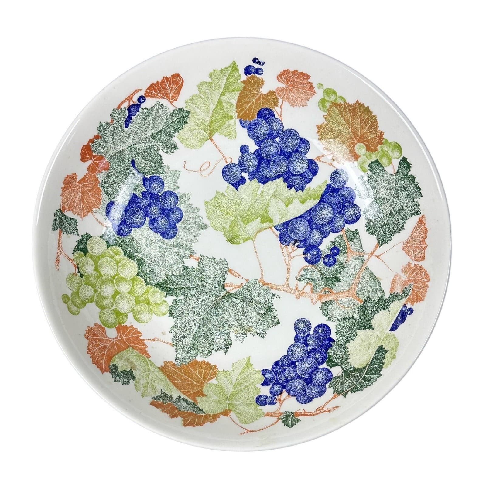 La Primula Grapes Pattern 12" Serving Bowl Hand Painted Italy Vintage - Thumbnail 2