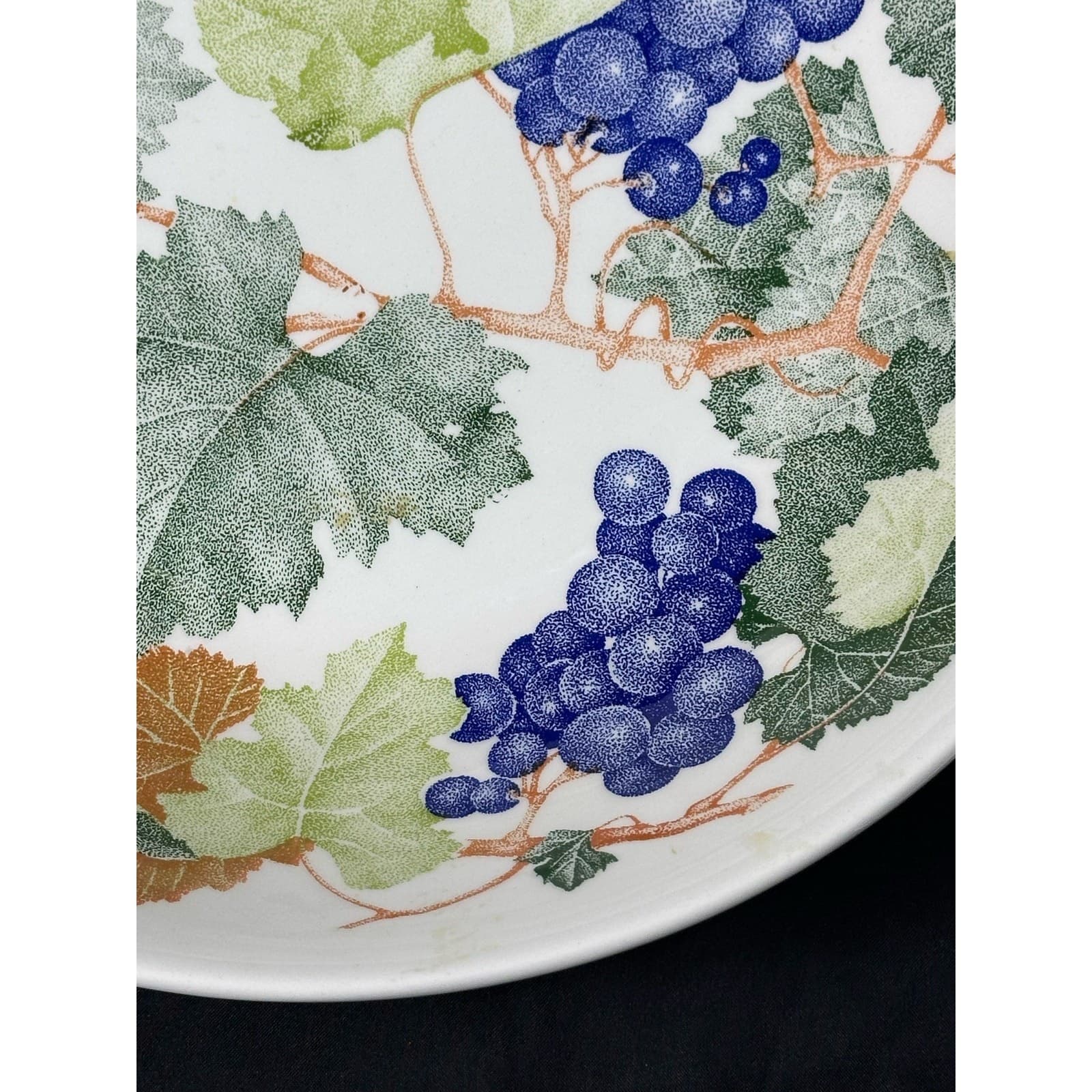 La Primula Grapes Pattern 12" Serving Bowl Hand Painted Italy Vintage - Thumbnail 5