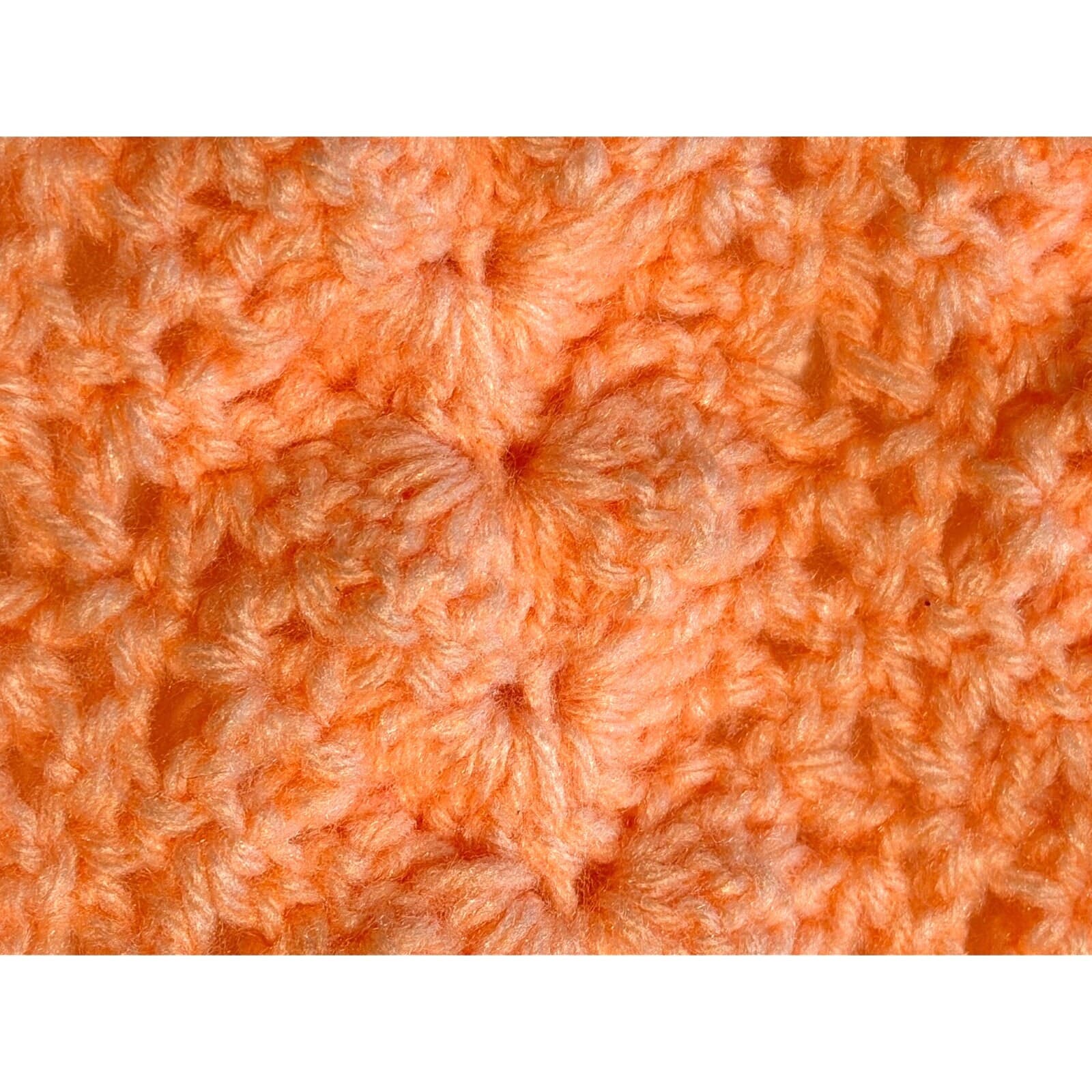 Hand Crocheted Vintage Soft Afghan Throw Blanket Peach Orange Fringe 54x49 Boho - Thumbnail 3