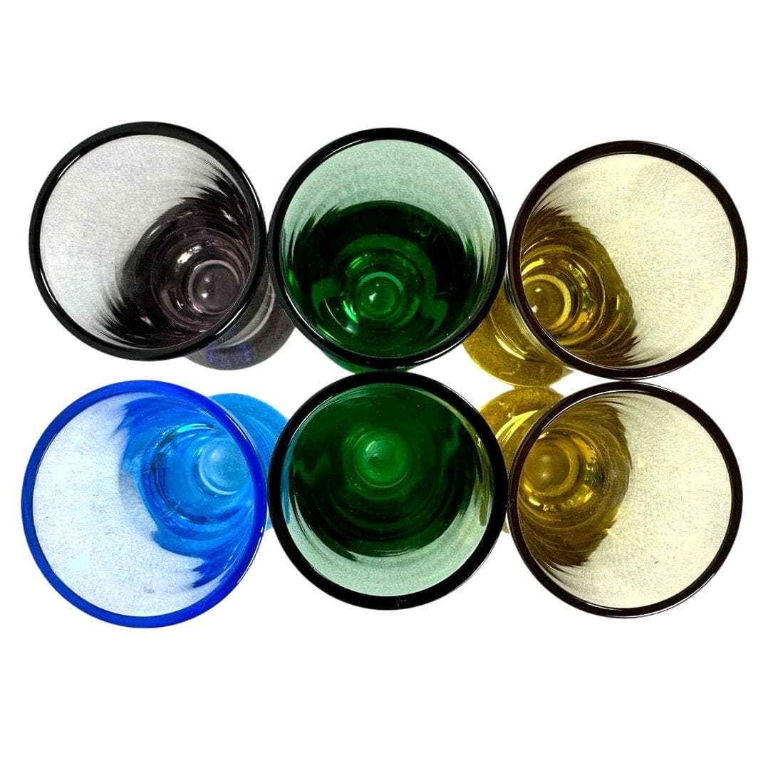MCM Multicolor Weighted Shot Glasses 3" Tall-Set of 6-Excellent Condition! - Thumbnail 6